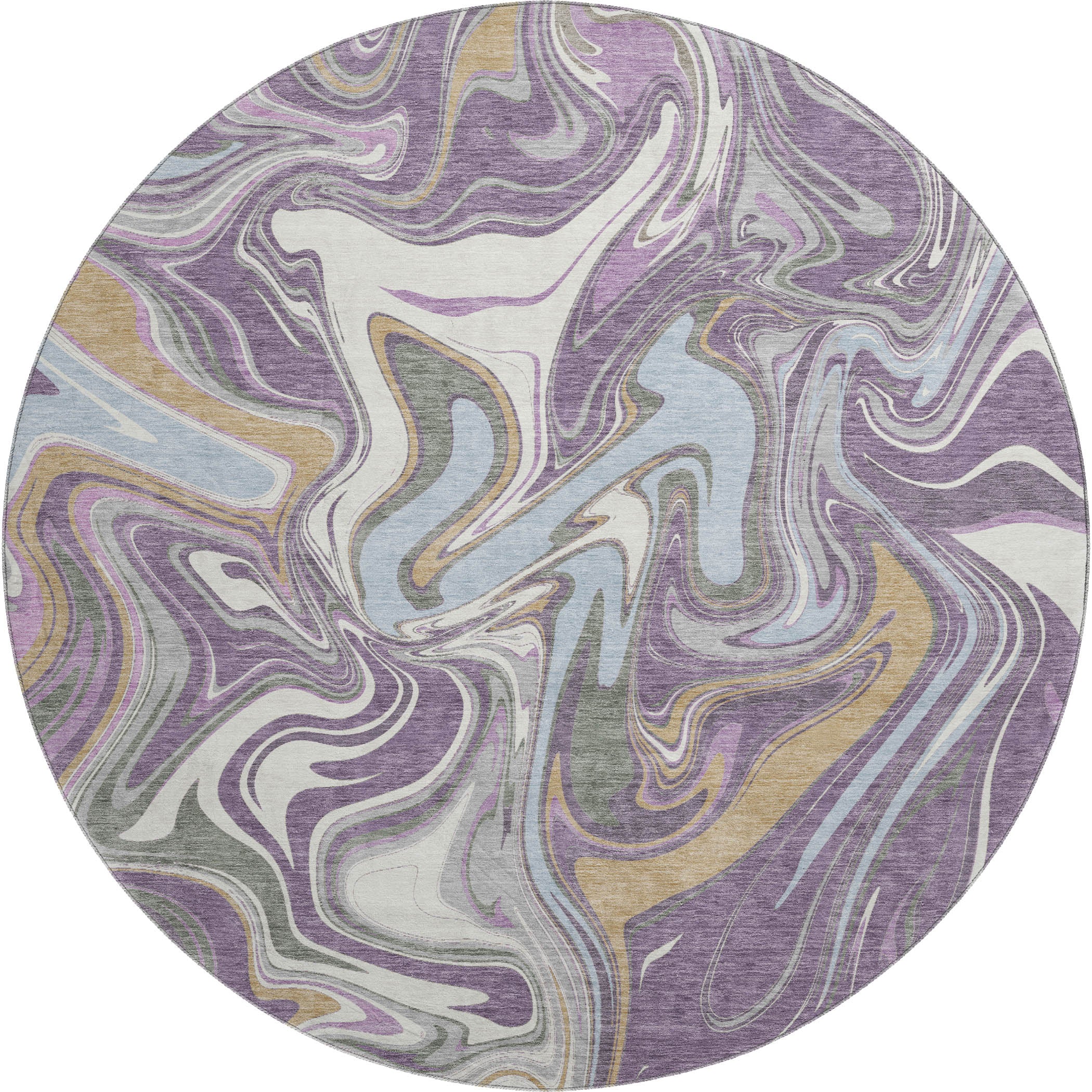 Budapest Machine Washable Transitional Purple Rug 8' x 8' #shape_Round