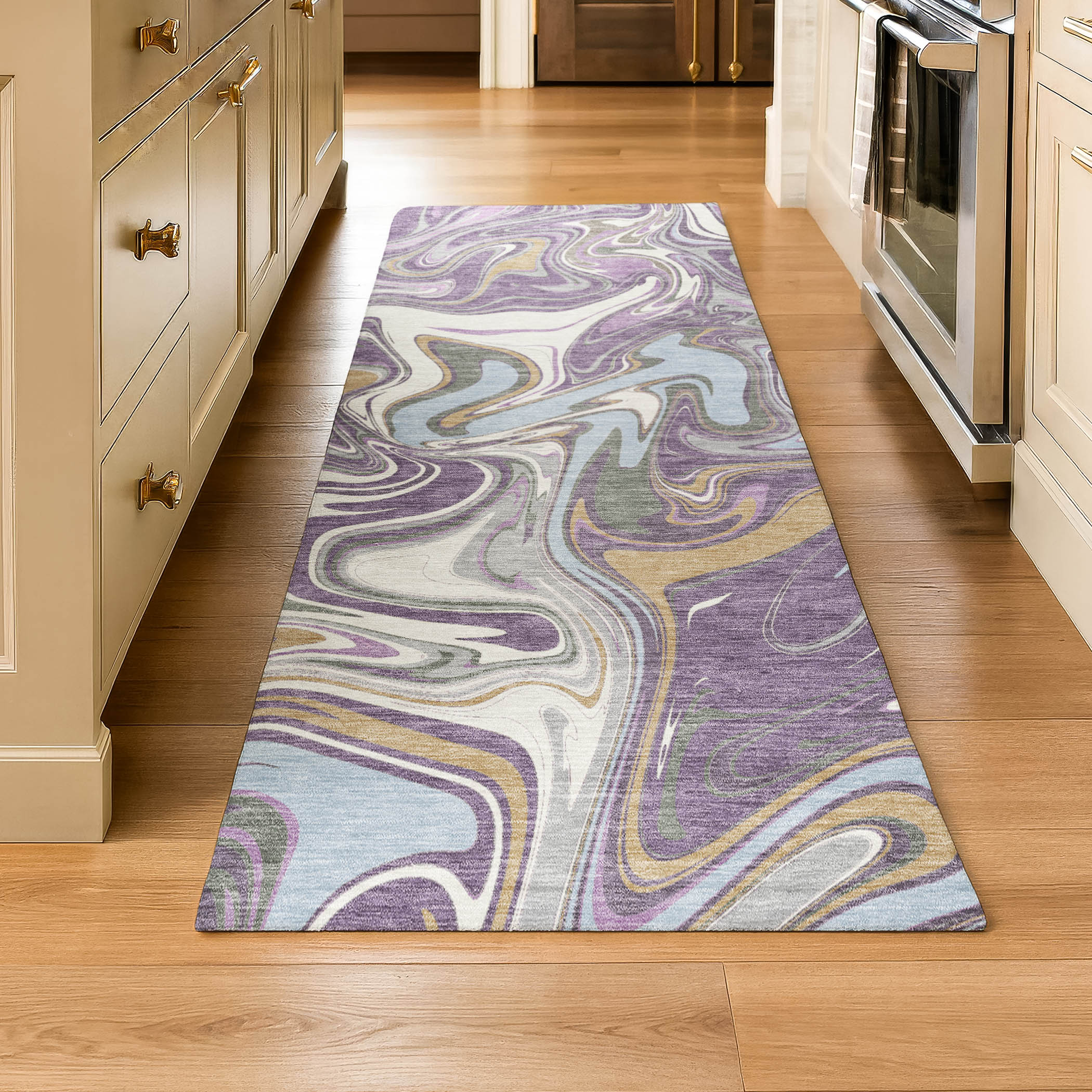 Budapest Machine Washable Transitional Purple Rug 2'3" x 7'6" #shape_Runner