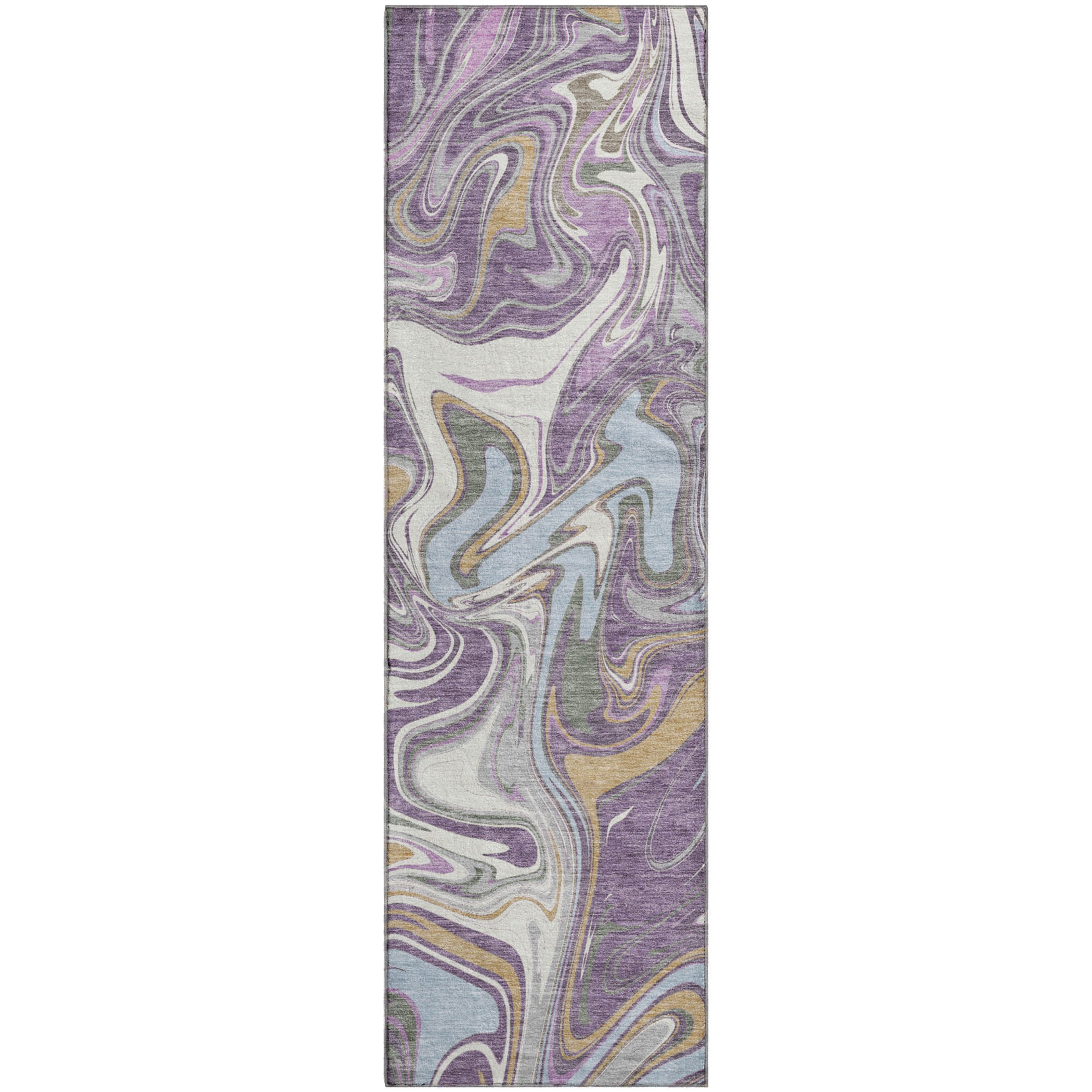 Budapest Machine Washable Transitional Purple Rug 2'3" x 7'6" #shape_Runner