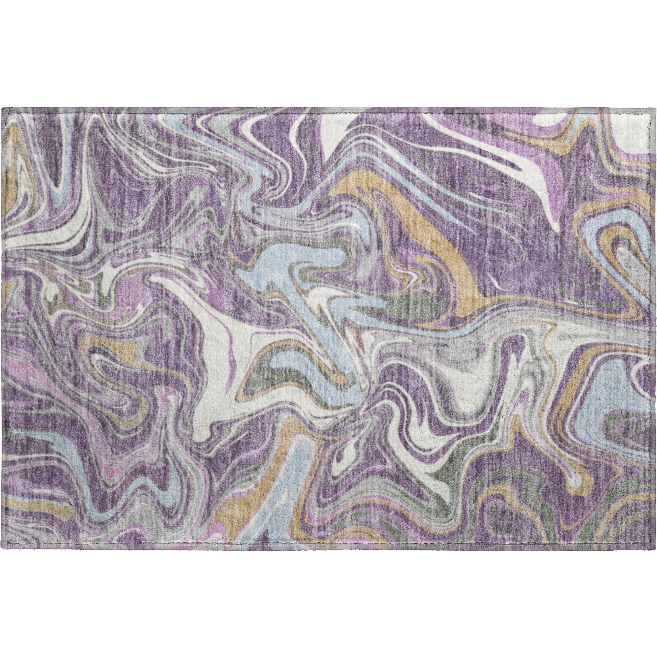 Budapest Machine Washable Transitional Purple Rug 1'8" x 2'6" #shape_Rectangle