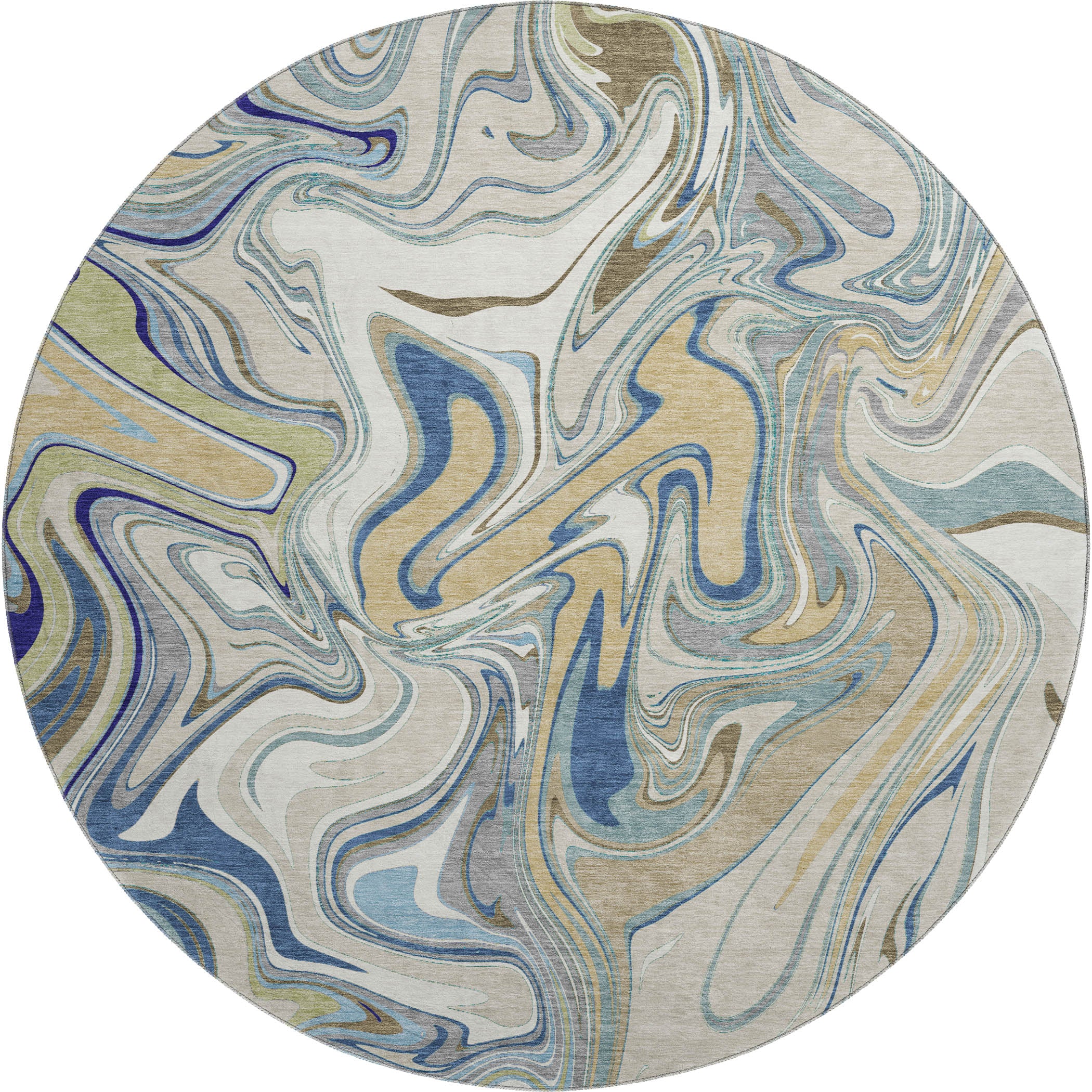 Budapest Machine Washable Transitional Putty Ivory Rug 8' x 8' #shape_Round