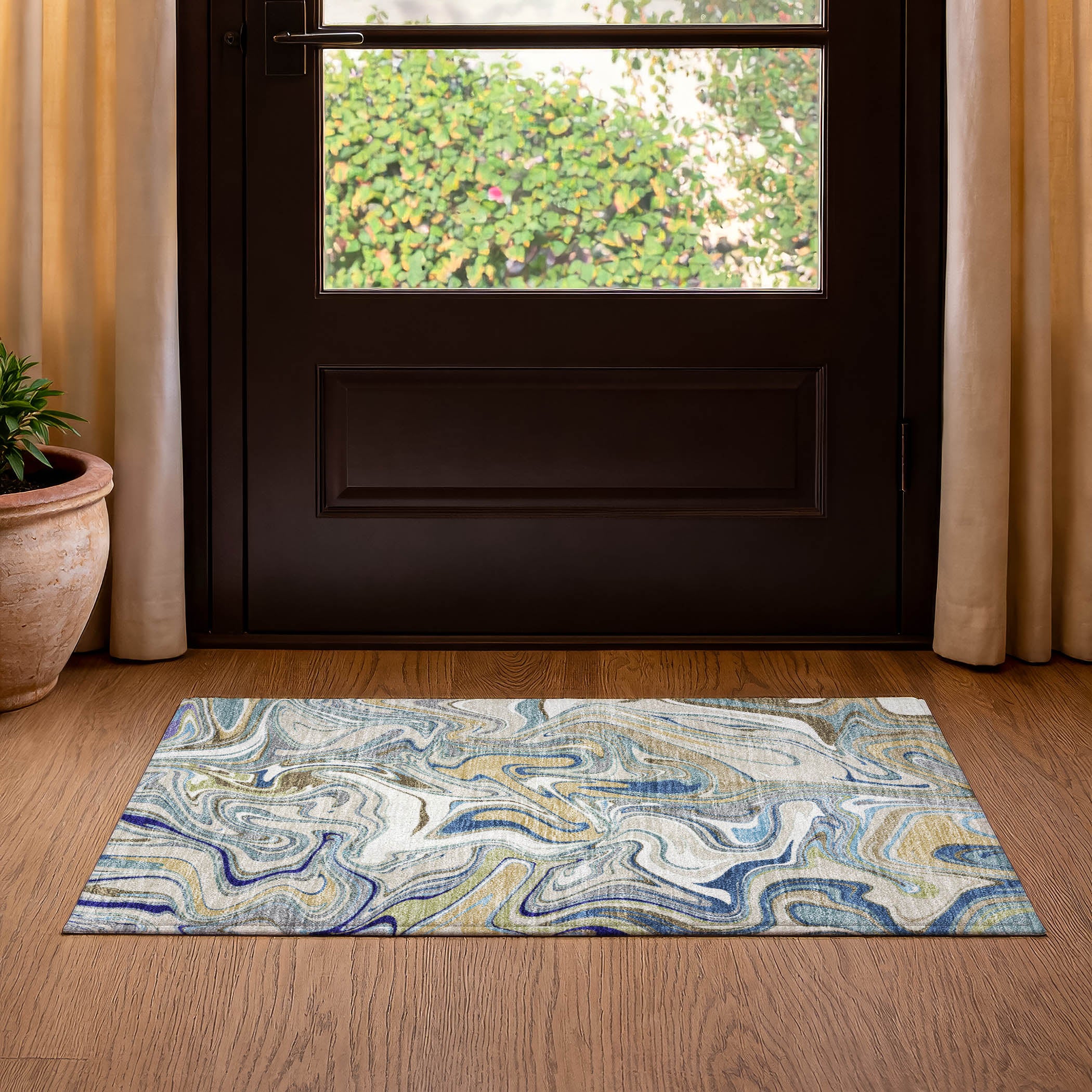 Budapest Machine Washable Transitional Putty Ivory Rug 1'8" x 2'6" #shape_Rectangle
