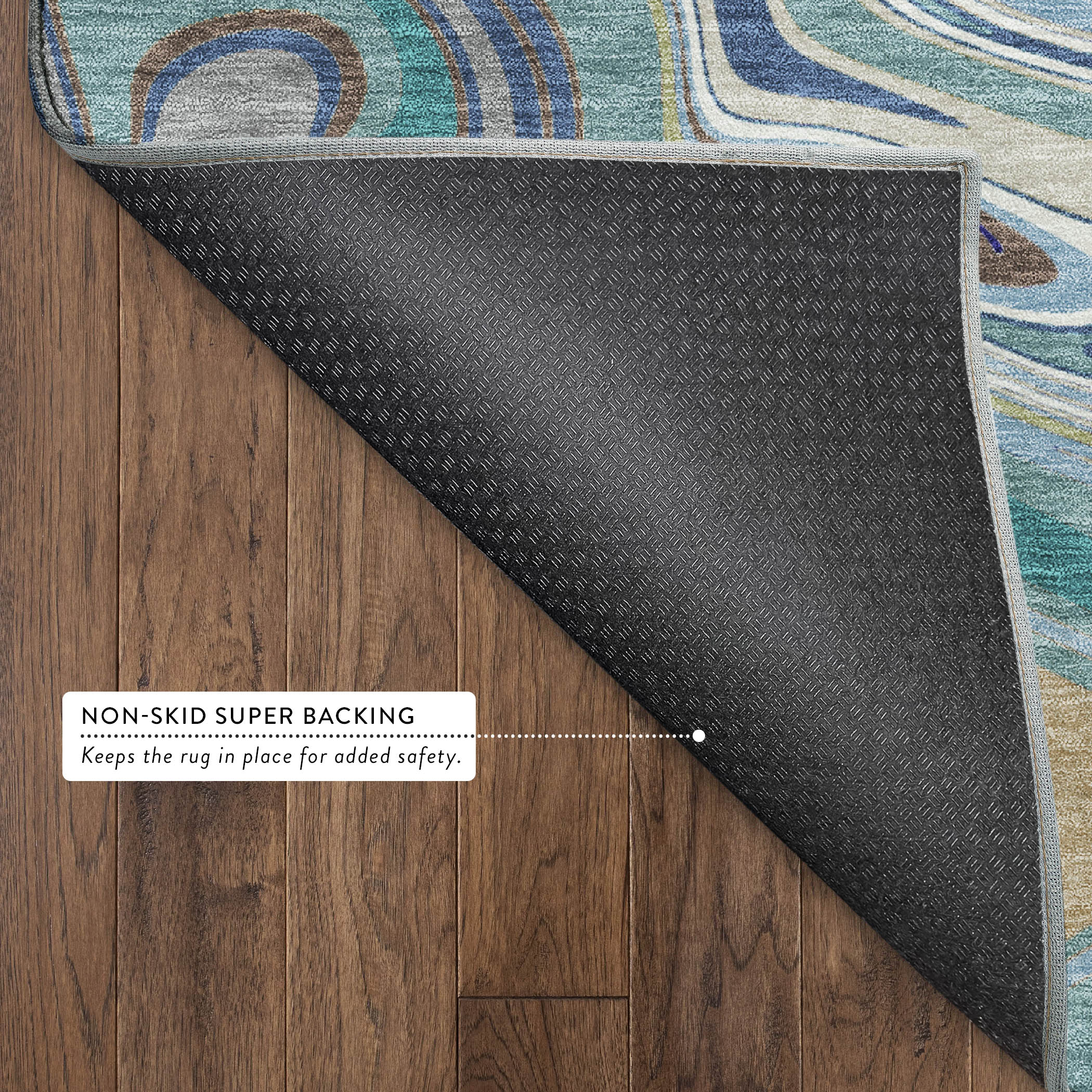 Budapest Machine Washable Transitional Teal Rug 1'8" x 2'6" #shape_Rectangle