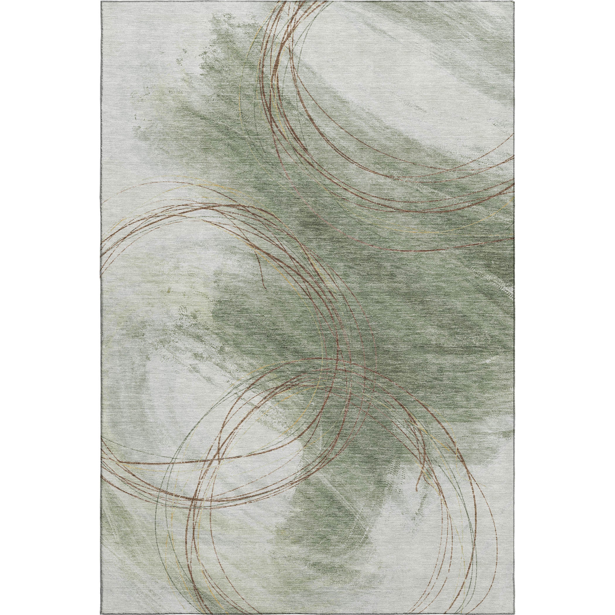 Istanbul Machine Washable Transitional Aloe Green Rug 3' x 5' #shape_Rectangle