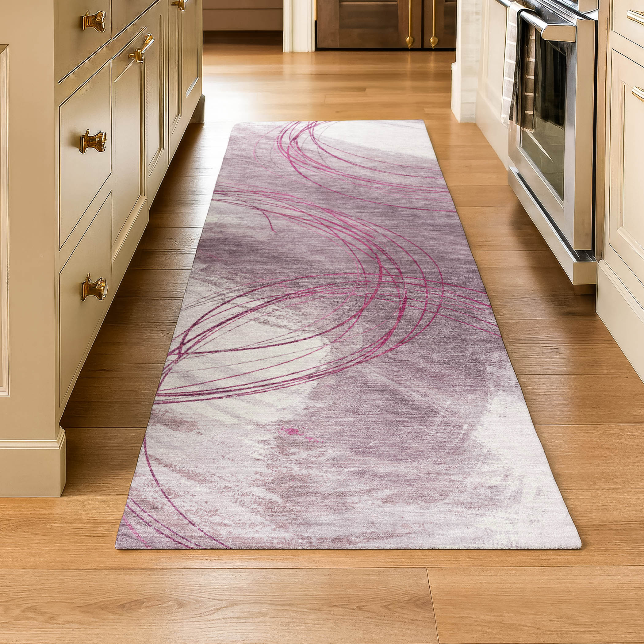 Istanbul Machine Washable Transitional Blush Pink Rug 2'3" x 7'6" #shape_Runner