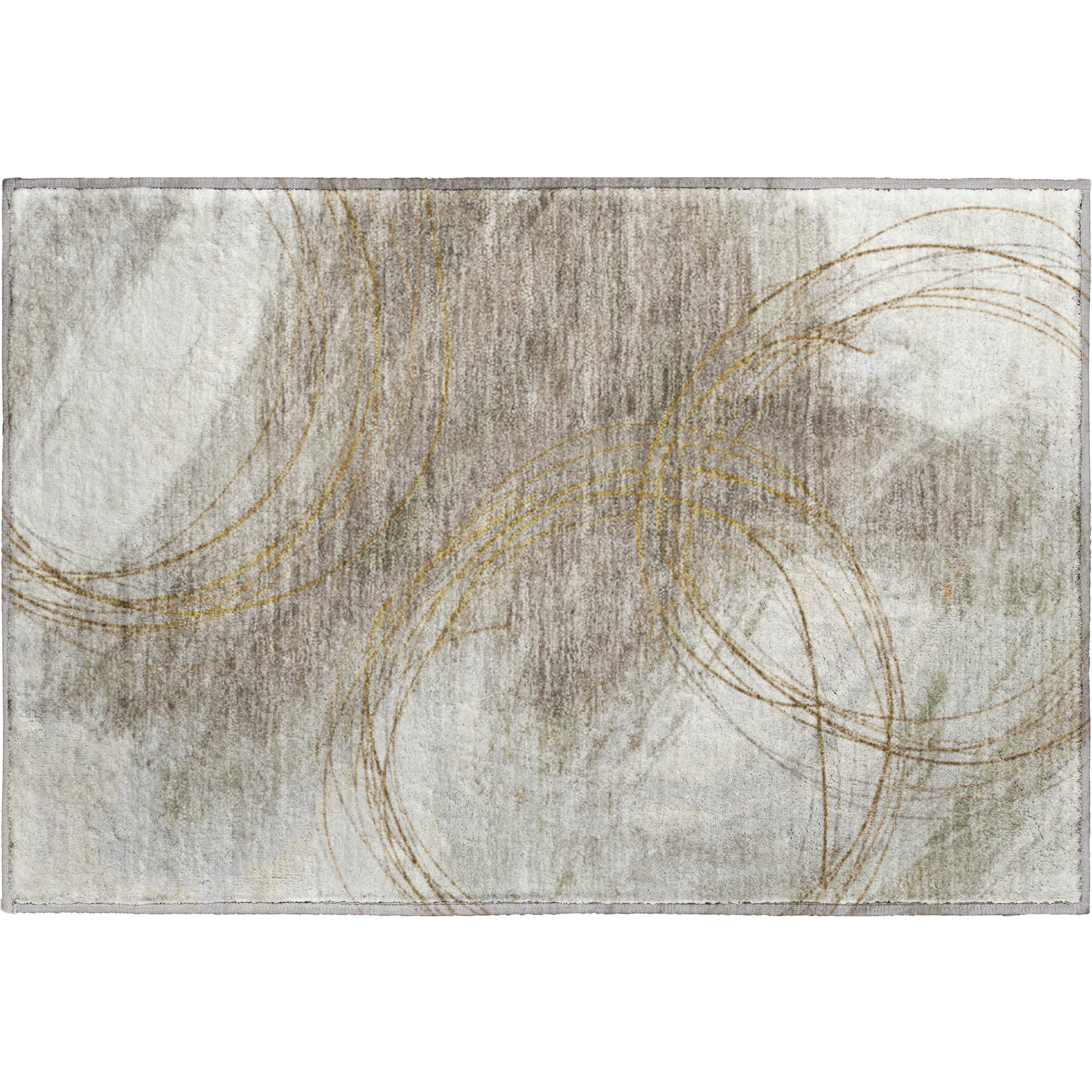 Istanbul Machine Washable Transitional Khaki Brown Rug 1'8" x 2'6" #shape_Rectangle