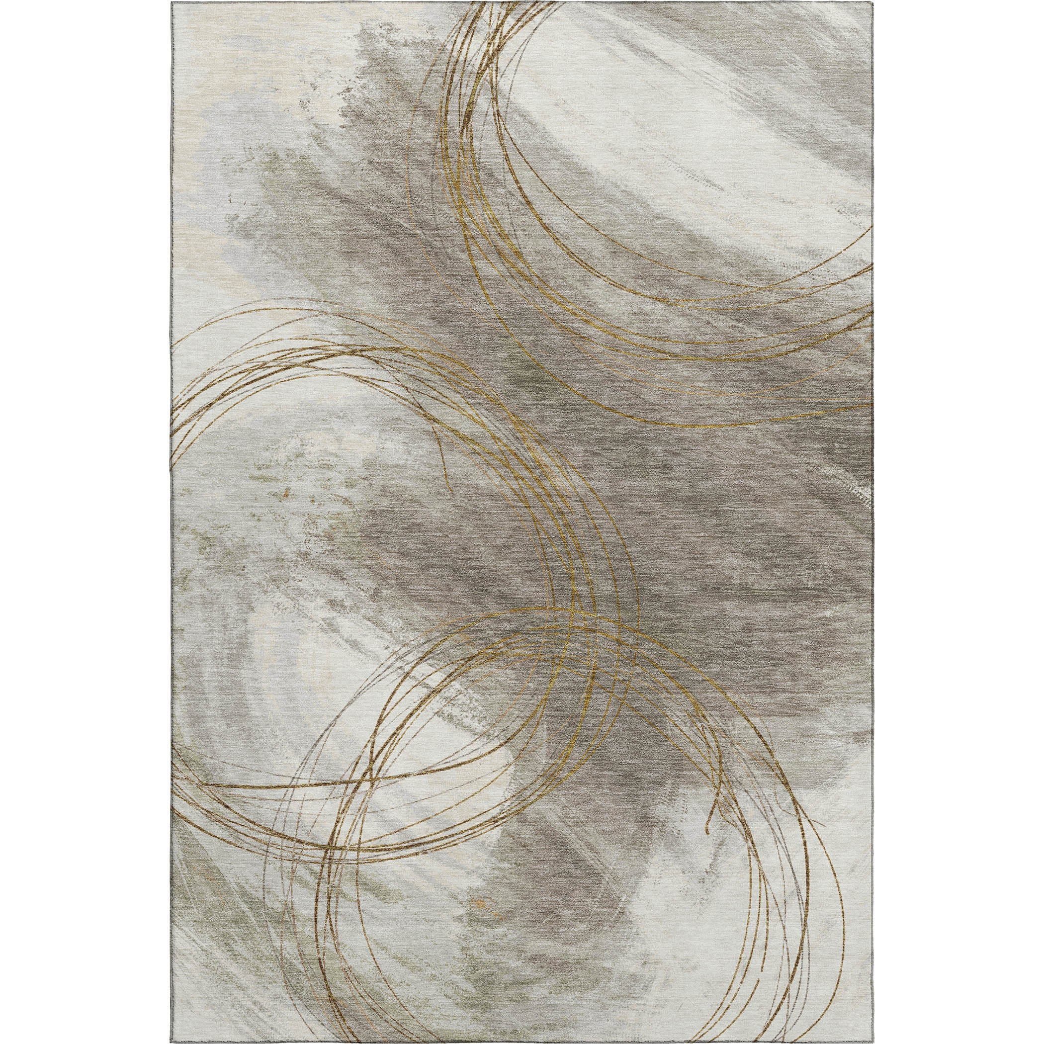 Istanbul Machine Washable Transitional Khaki Brown Rug 3' x 5' #shape_Rectangle