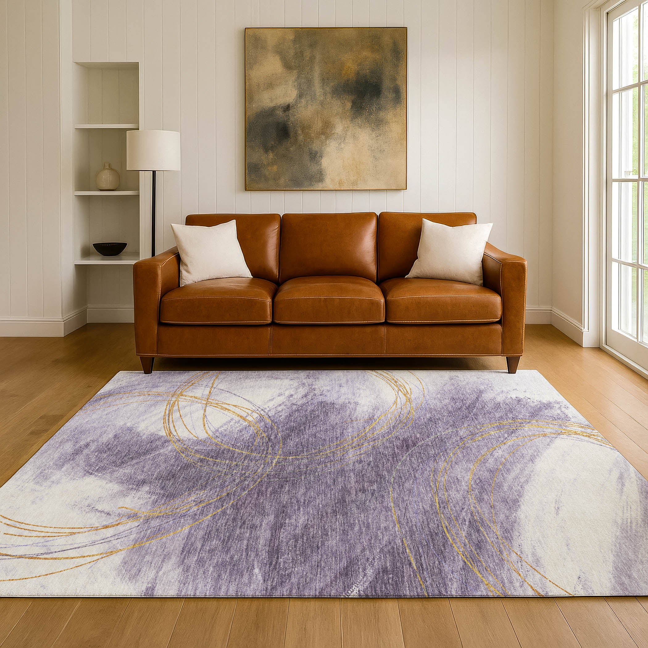 Istanbul Machine Washable Transitional Purple Rug 3' x 5' #shape_Rectangle