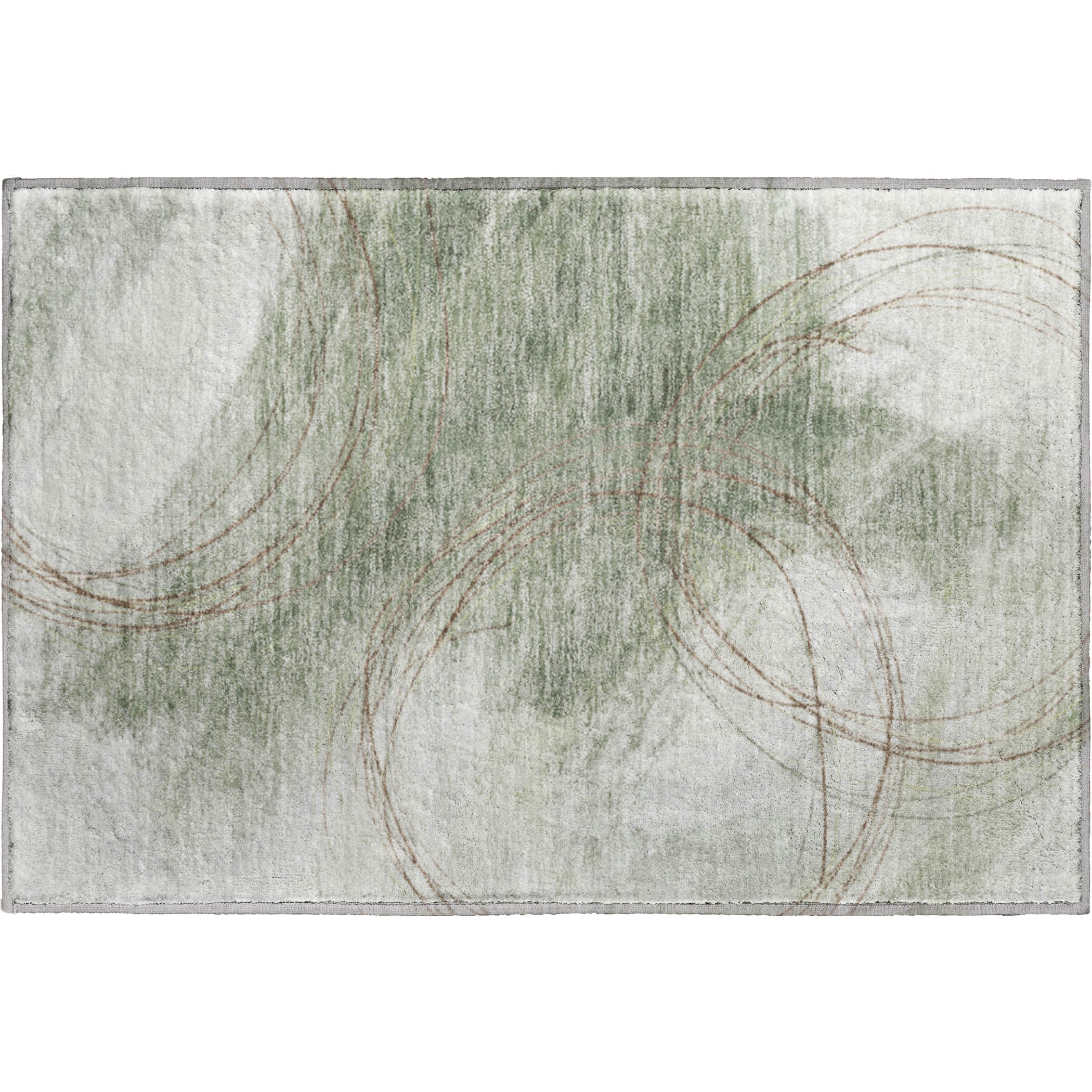 Istanbul Machine Washable Transitional Sage Green Rug 1'8" x 2'6" #shape_Rectangle
