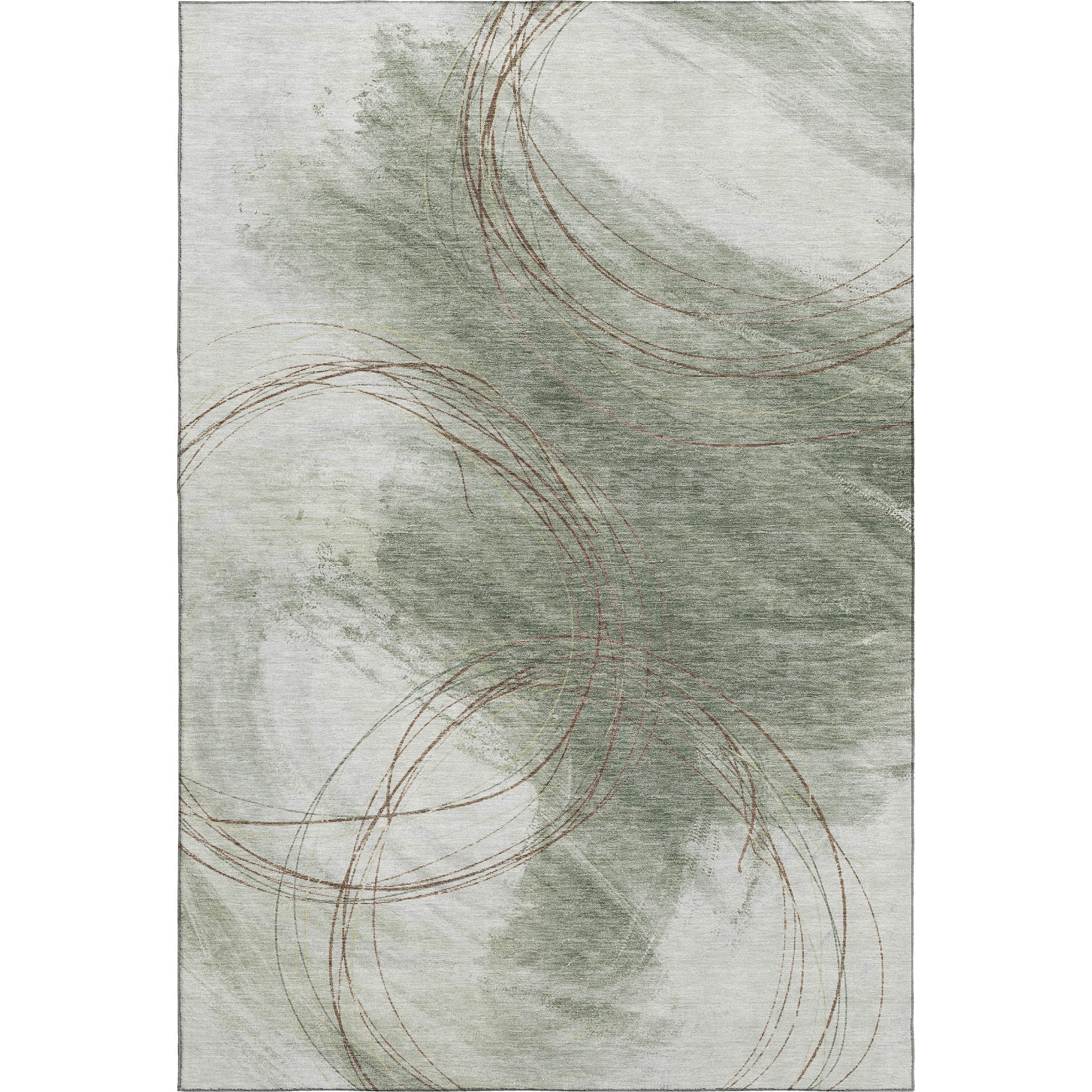 Istanbul Machine Washable Transitional Sage Green Rug 3' x 5' #shape_Rectangle