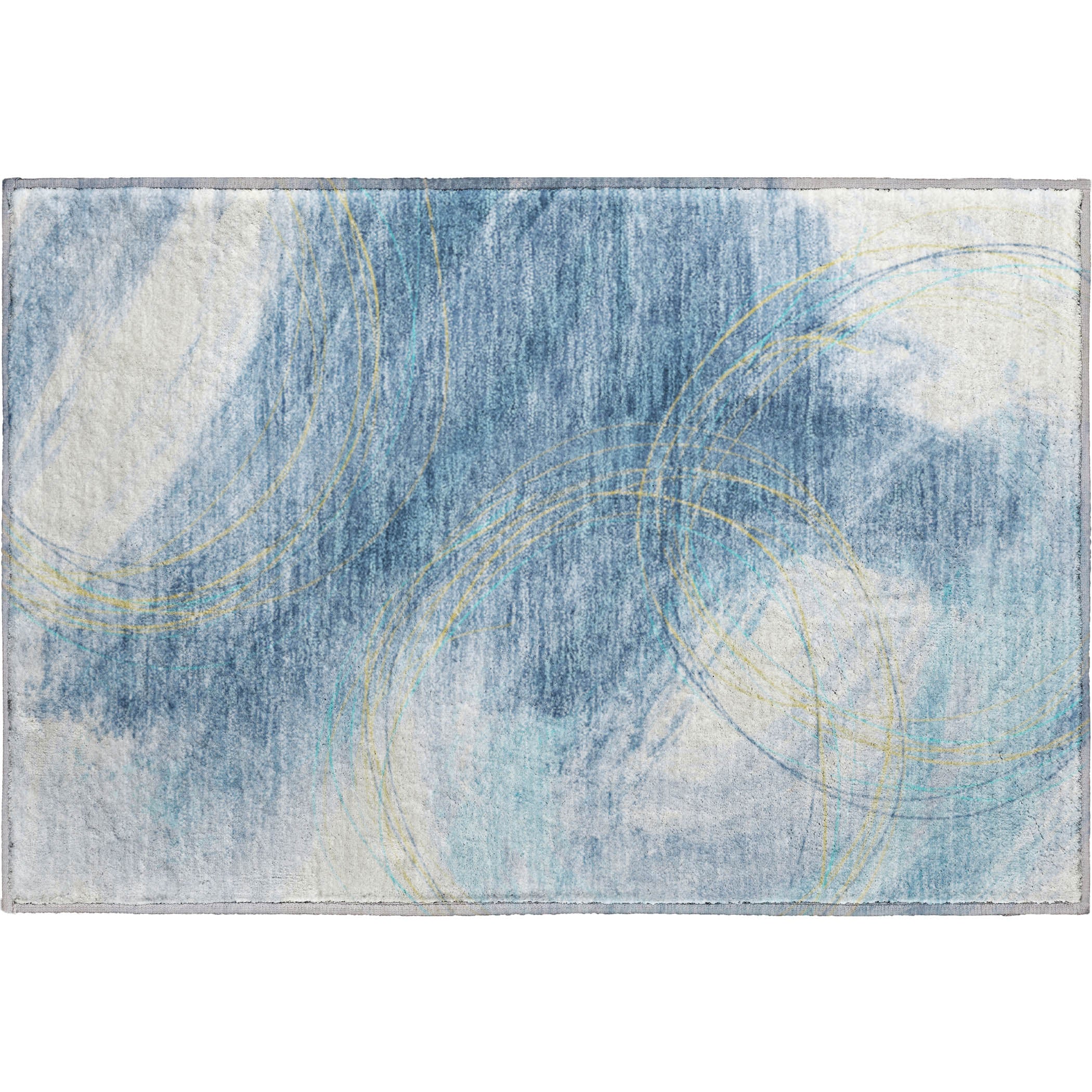 Istanbul Machine Washable Transitional Sky Blue Rug 1'8" x 2'6" #shape_Rectangle