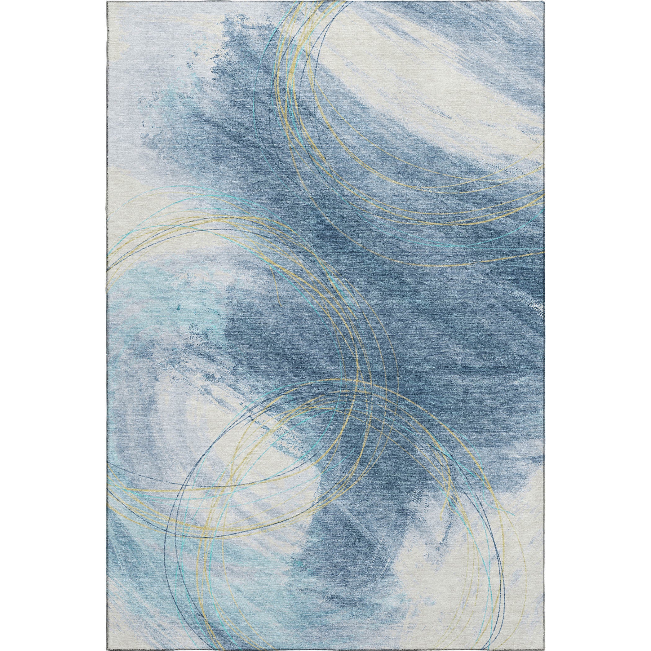 Istanbul Machine Washable Transitional Sky Blue Rug 3' x 5' #shape_Rectangle