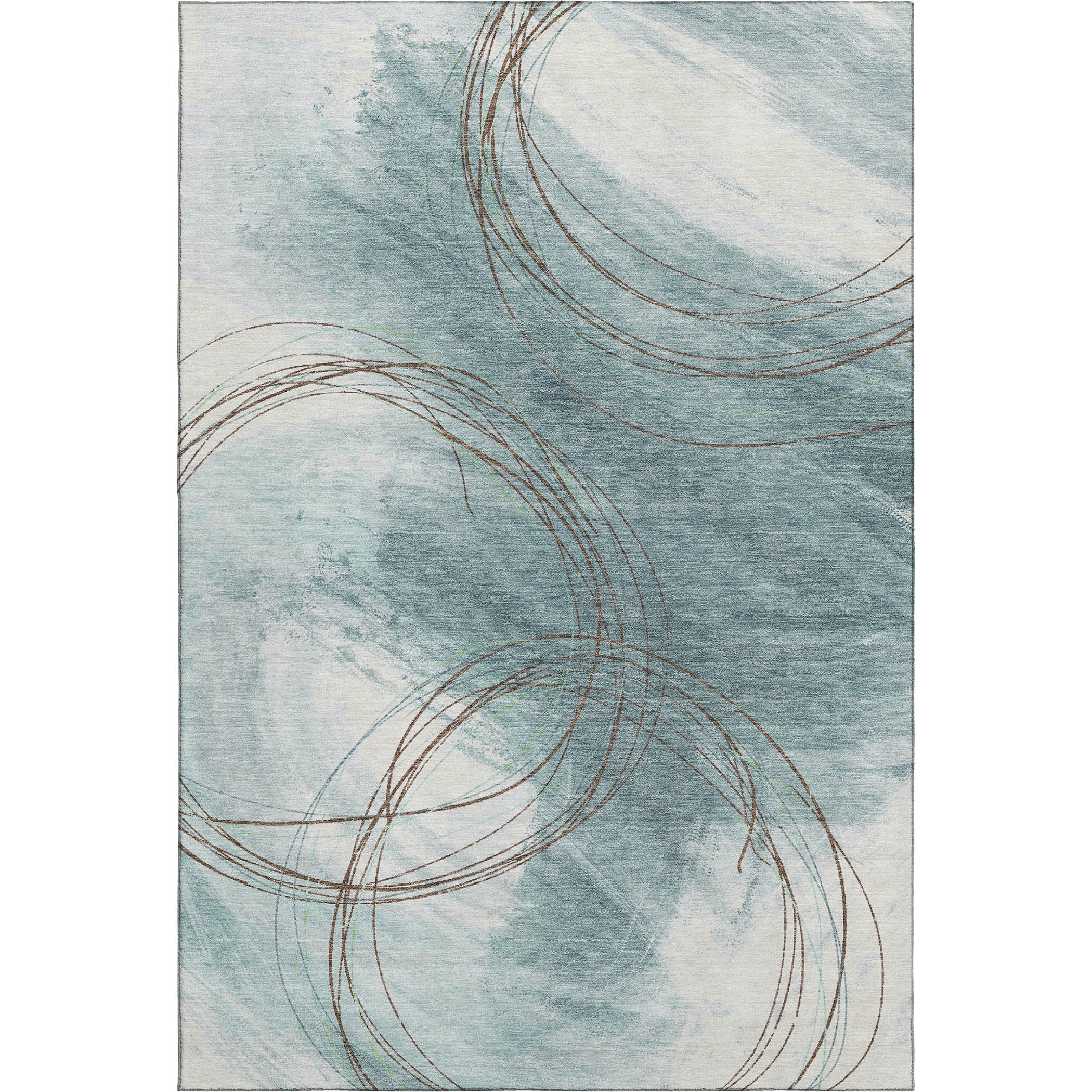 Istanbul Machine Washable Transitional Teal Rug 3' x 5' #shape_Rectangle
