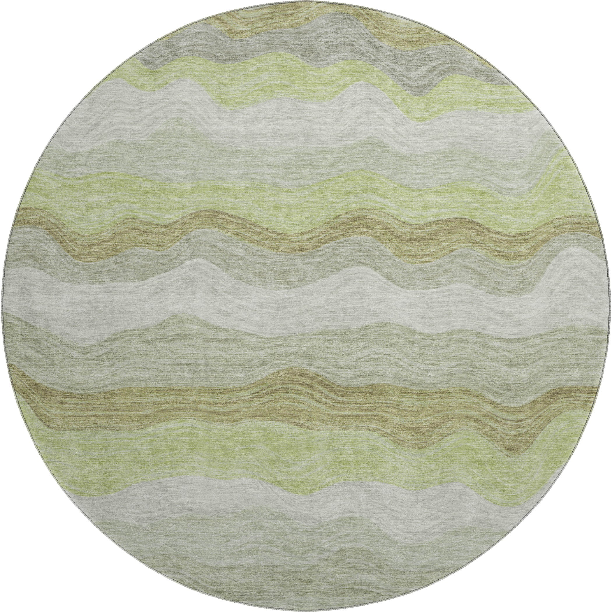 Sintra Machine Washable Transitional Aloe Green Rug 8' x 8' #shape_Round