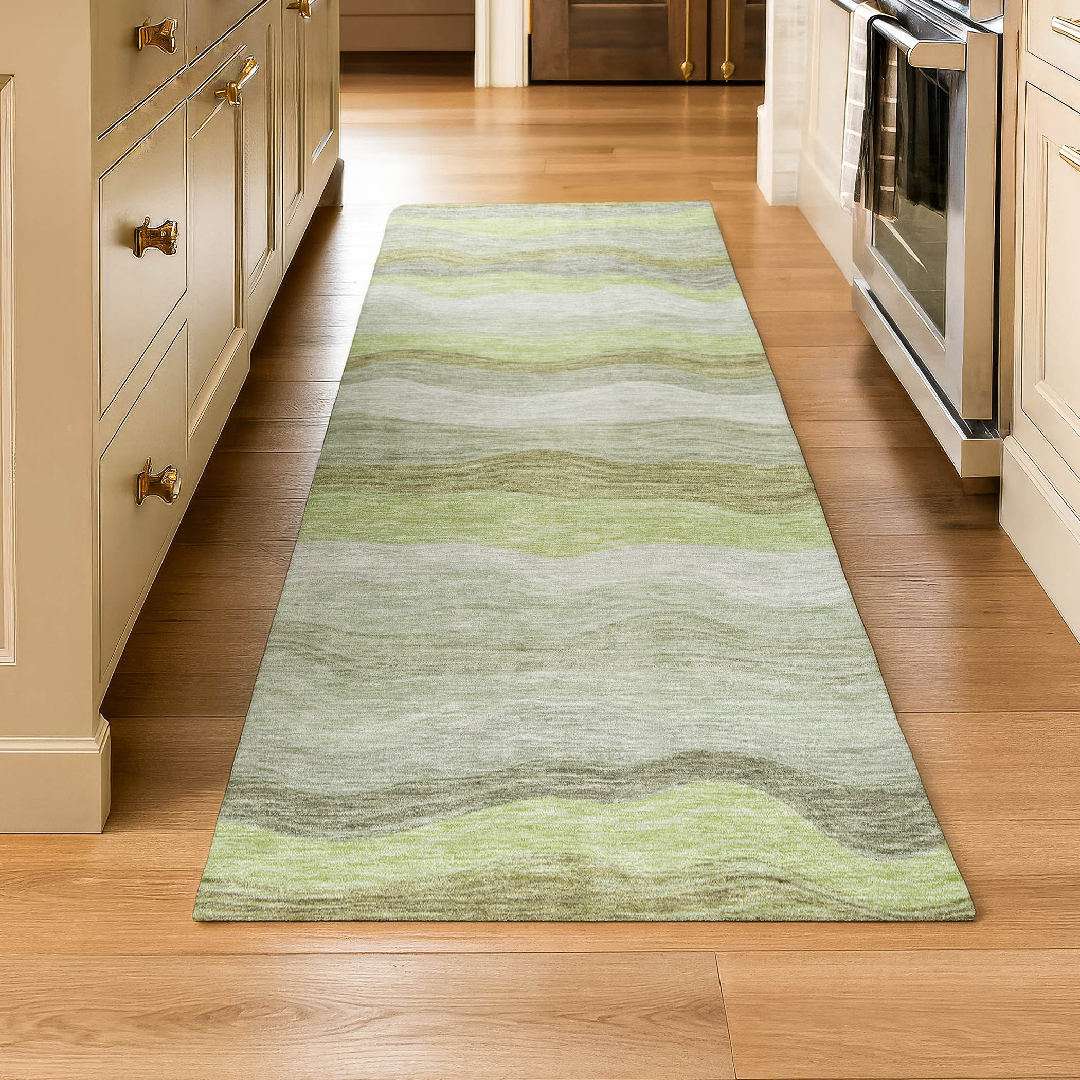 Sintra Machine Washable Transitional Aloe Green Rug 2'3" x 7'6" #shape_Runner