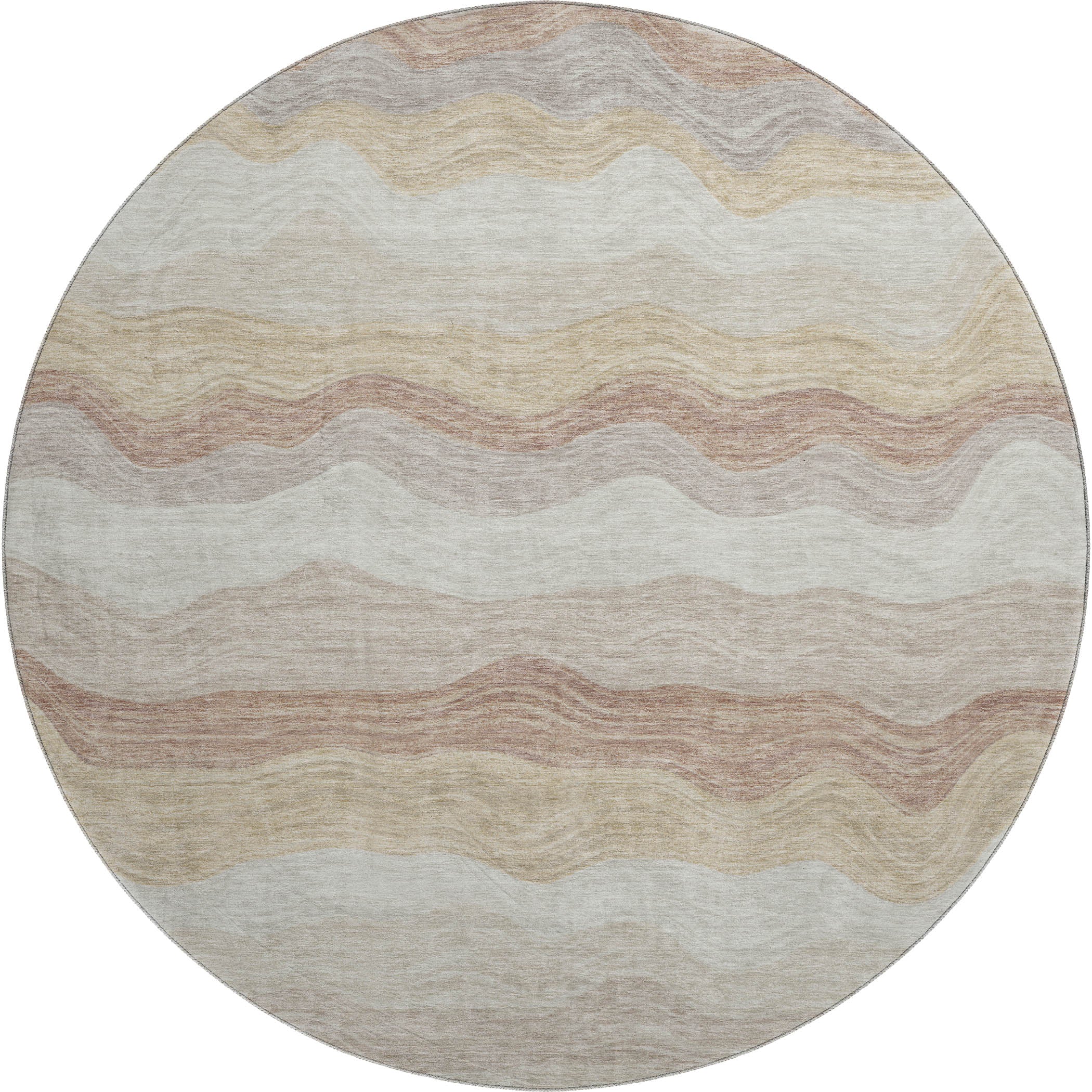 Sintra Machine Washable Transitional Beige Brown Rug 8' x 8' #shape_Round