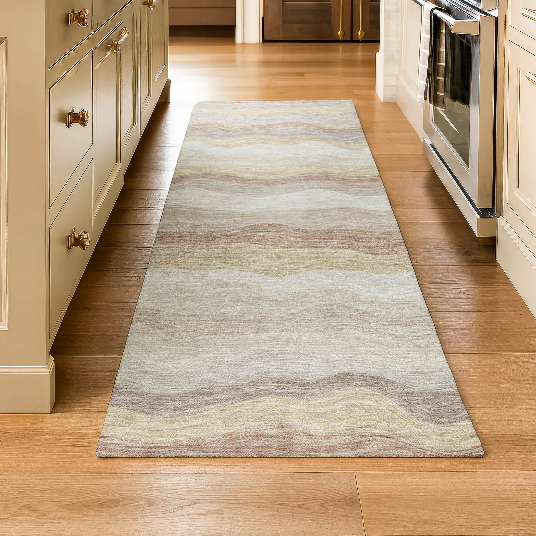 Sintra Machine Washable Transitional Beige Brown Rug 2'3" x 7'6" #shape_Runner