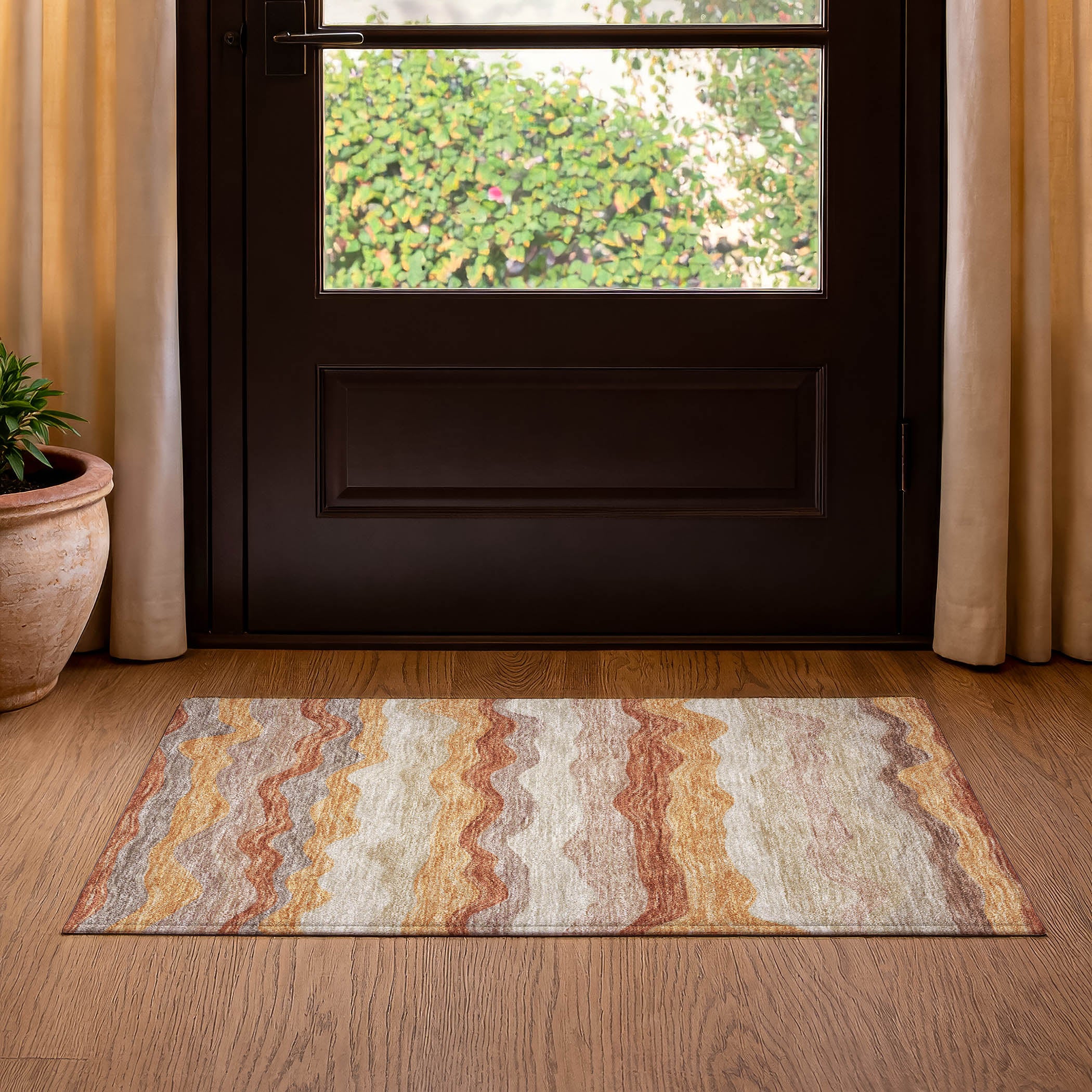 Sintra Machine Washable Transitional Copper Orange Rug 1'8" x 2'6" #shape_Rectangle