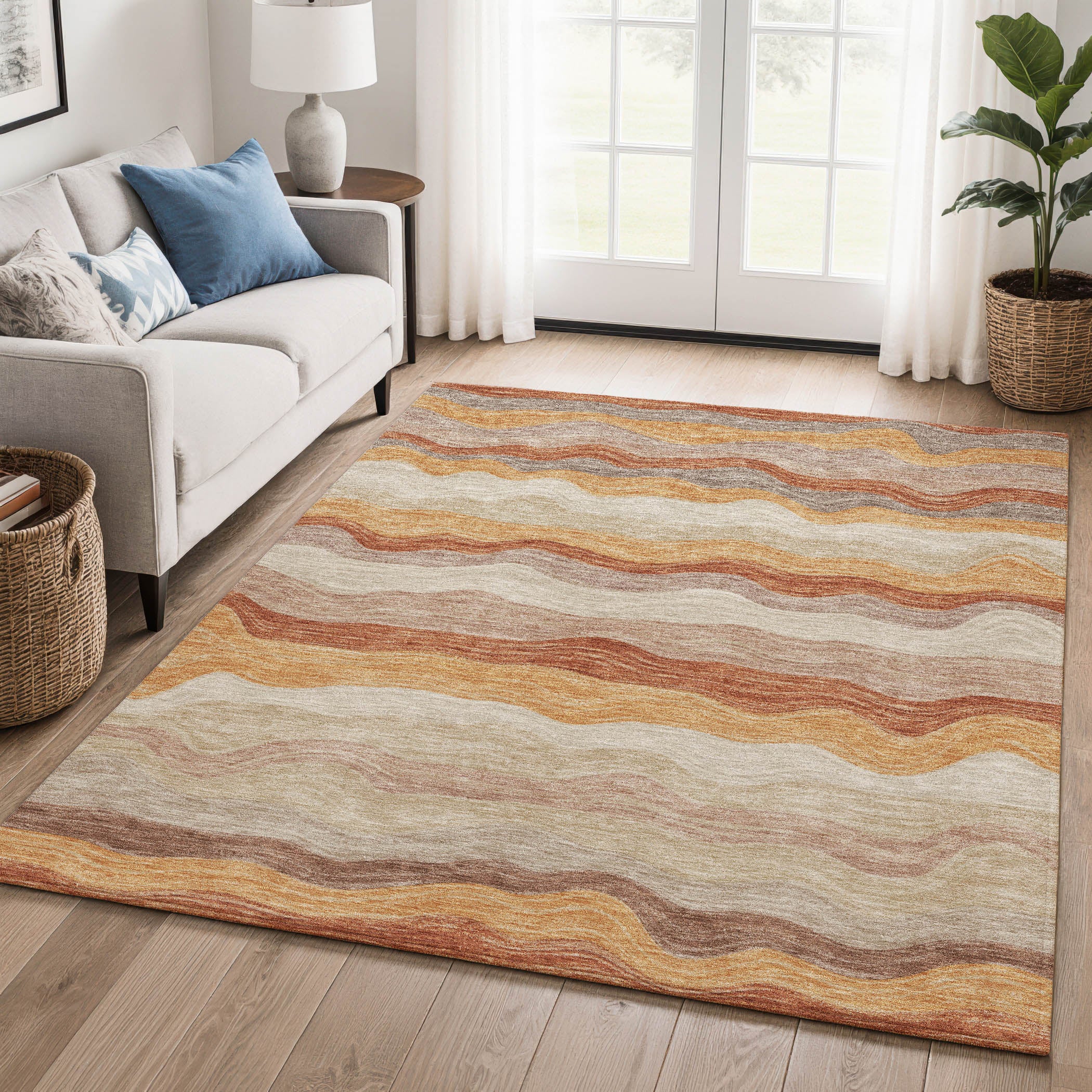 Sintra Machine Washable Transitional Copper Orange Rug 3' x 5' #shape_Rectangle