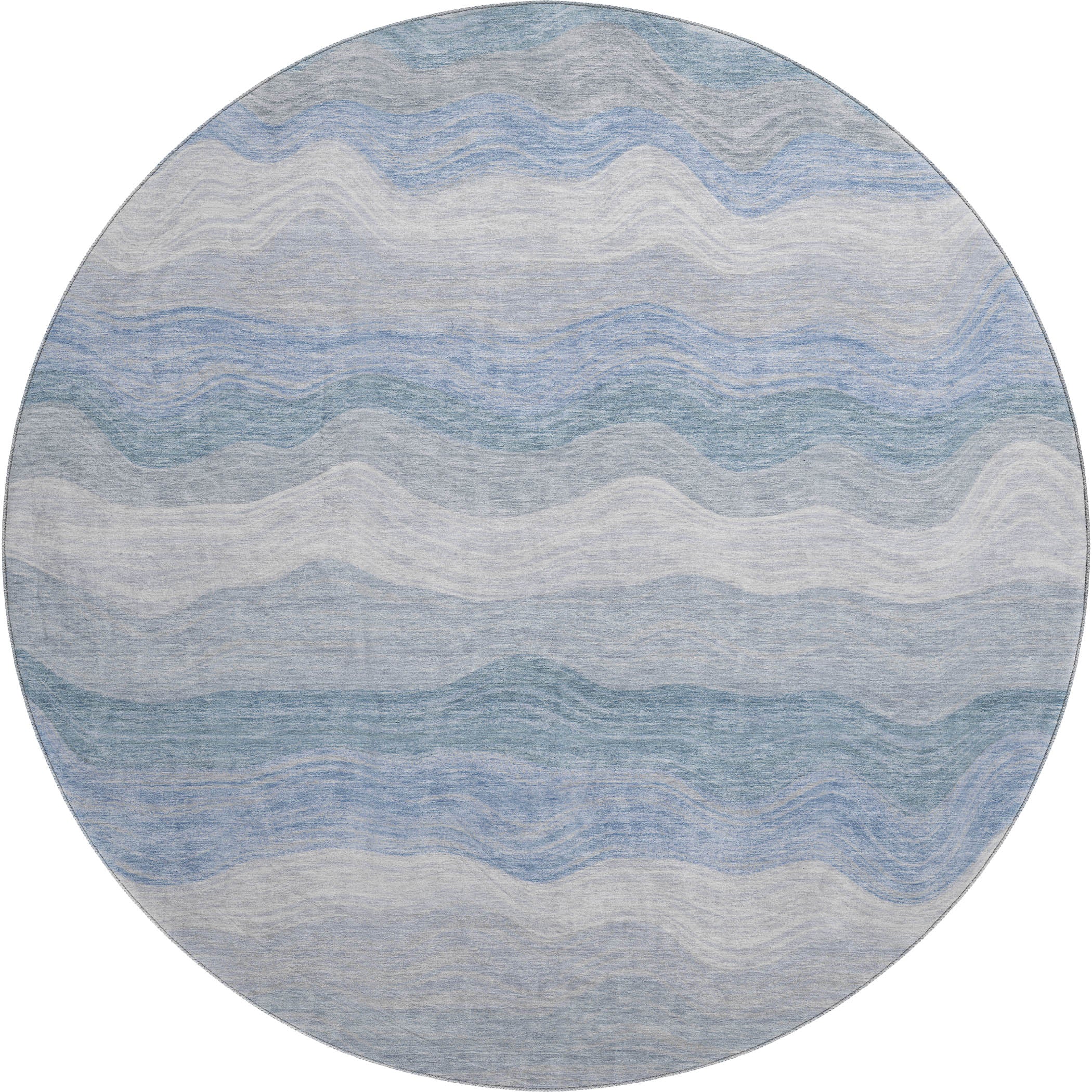 Sintra Machine Washable Transitional Denim Blue Rug 8' x 8' #shape_Round