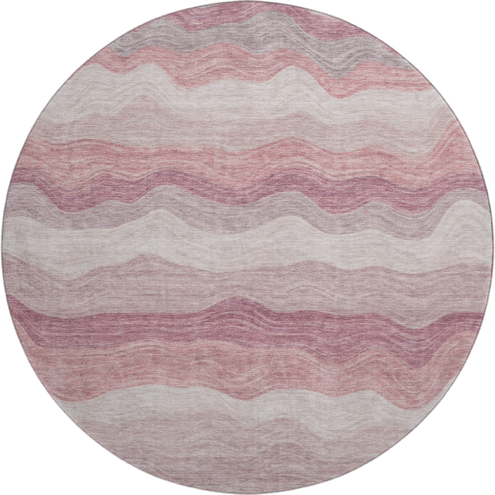 Sintra Machine Washable Transitional Salmon Orange Rug 8' x 8' #shape_Round