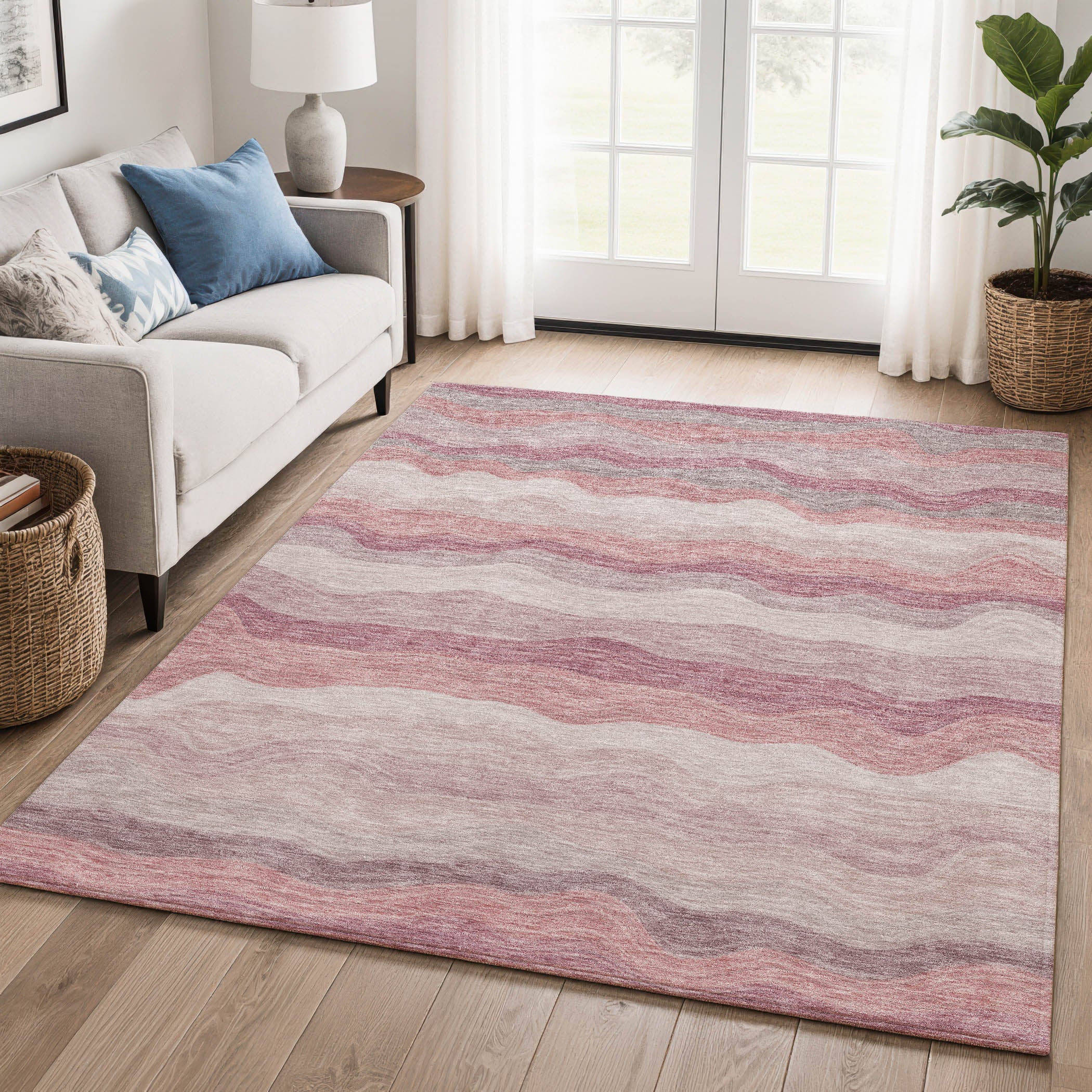 Sintra Machine Washable Transitional Salmon Orange Rug 3' x 5' #shape_Rectangle