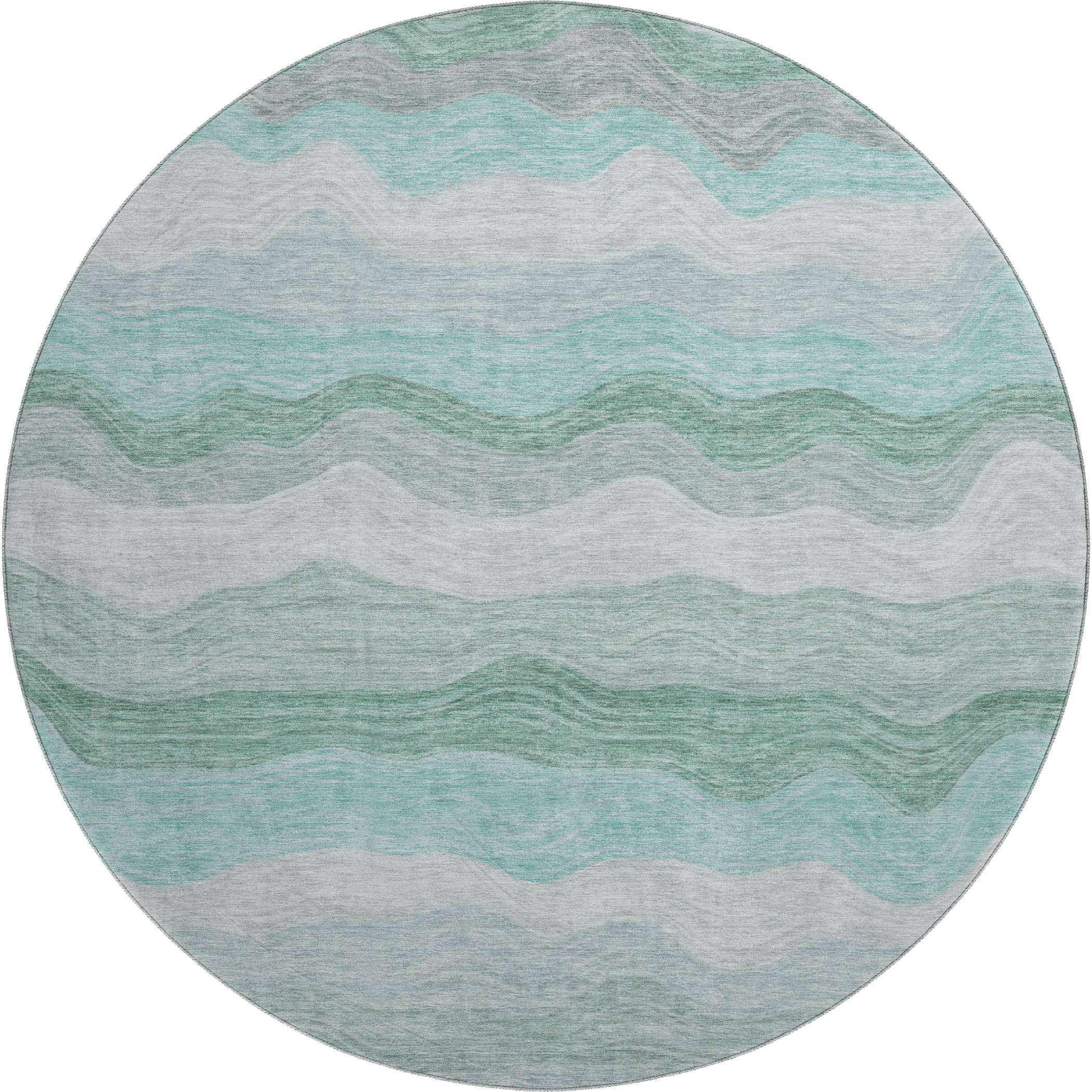 Sintra Machine Washable Transitional Teal Rug 8' x 8' #shape_Round