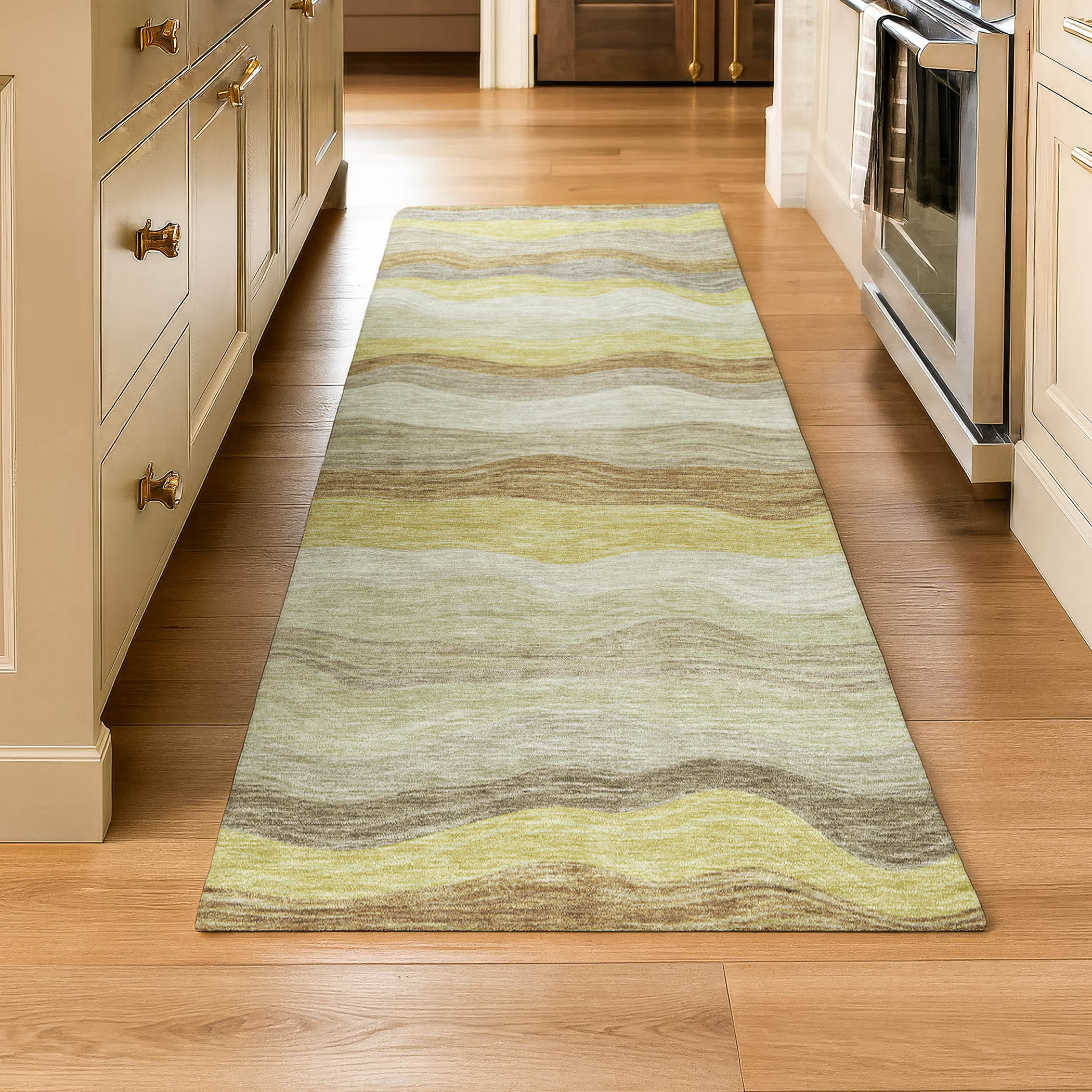 Sintra Machine Washable Transitional Wheat Gold Rug 2'3" x 7'6" #shape_Runner