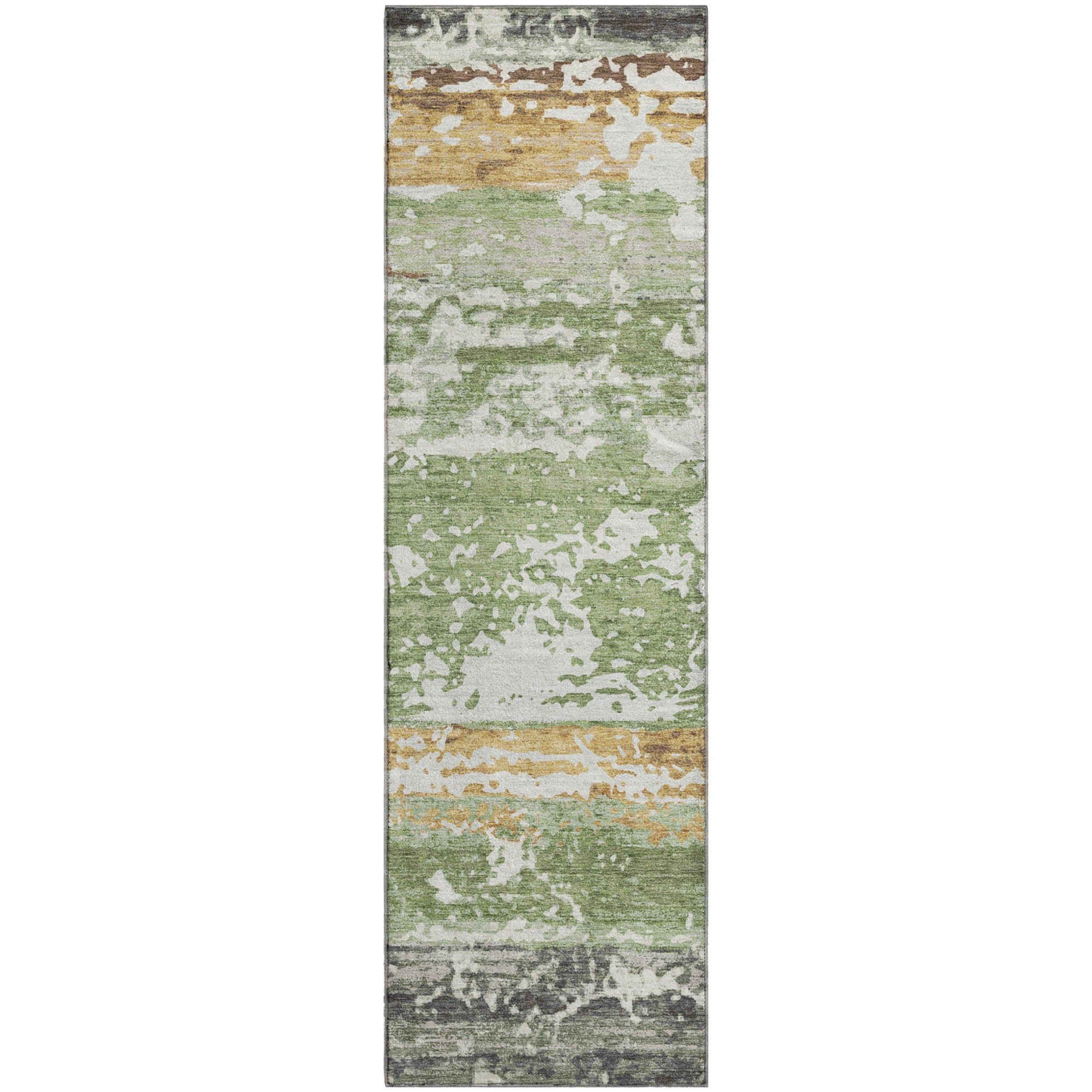 Oaxaca Machine Washable Transitional Aloe Green Rug 2'3" x 7'6" #shape_Runner