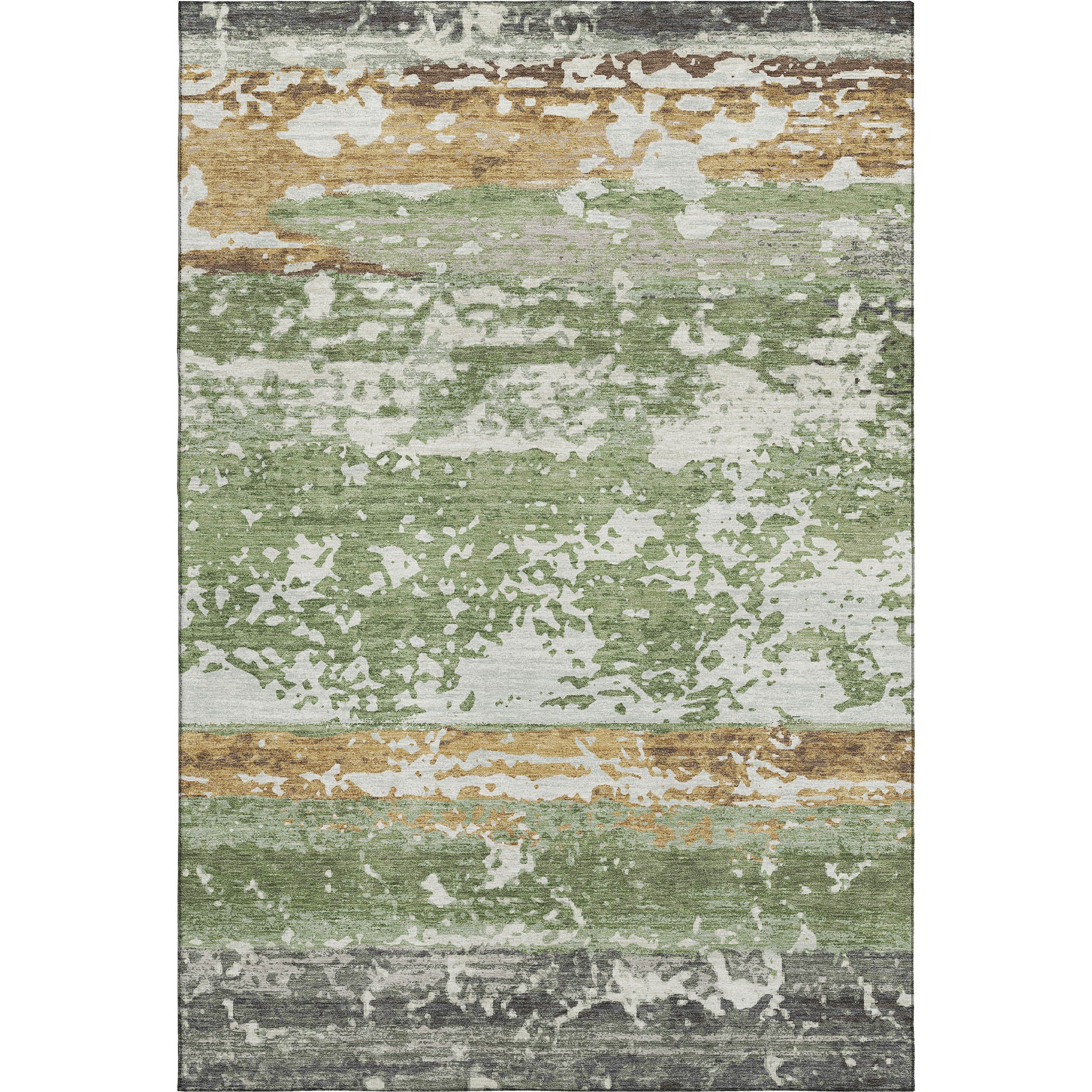 Oaxaca Machine Washable Transitional Aloe Green Rug 3' x 5' #shape_Rectangle
