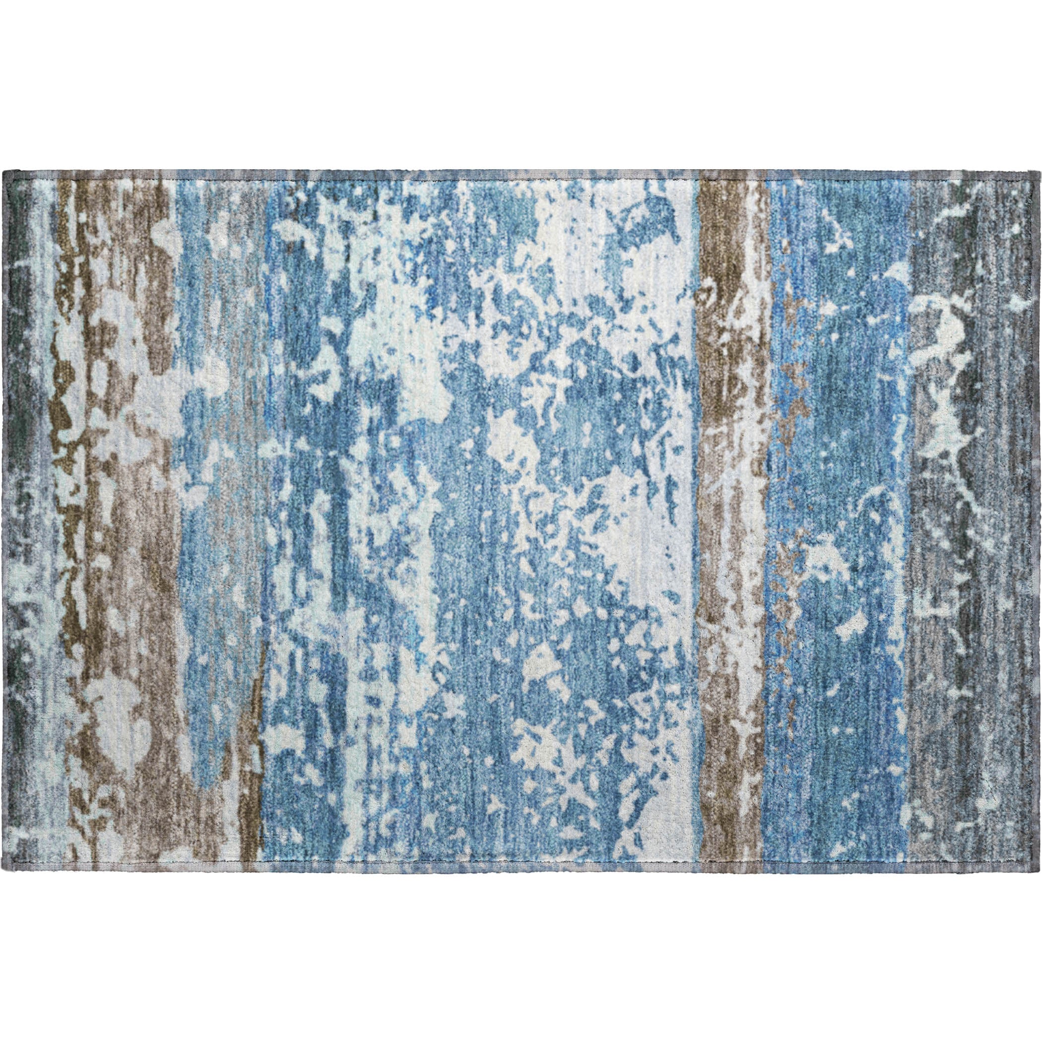 Oaxaca Machine Washable Transitional Blue Rug 1'8" x 2'6" #shape_Rectangle