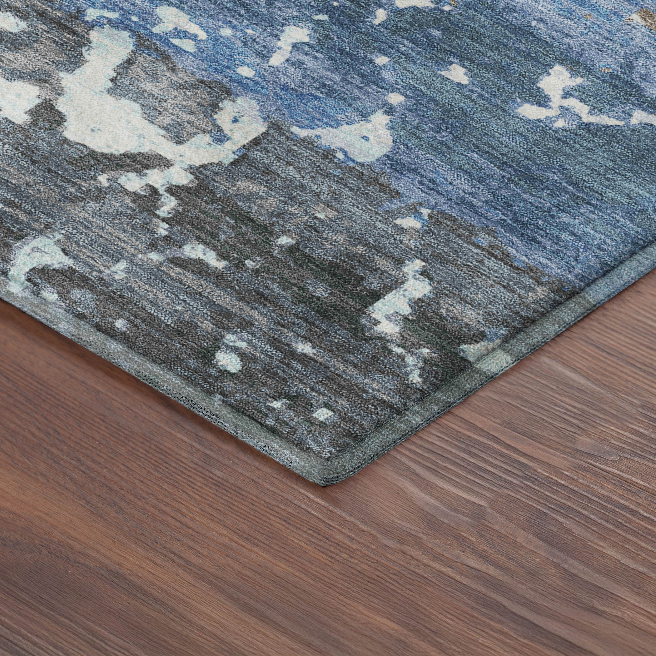Oaxaca Machine Washable Transitional Blue Rug 1'8" x 2'6" #shape_Rectangle