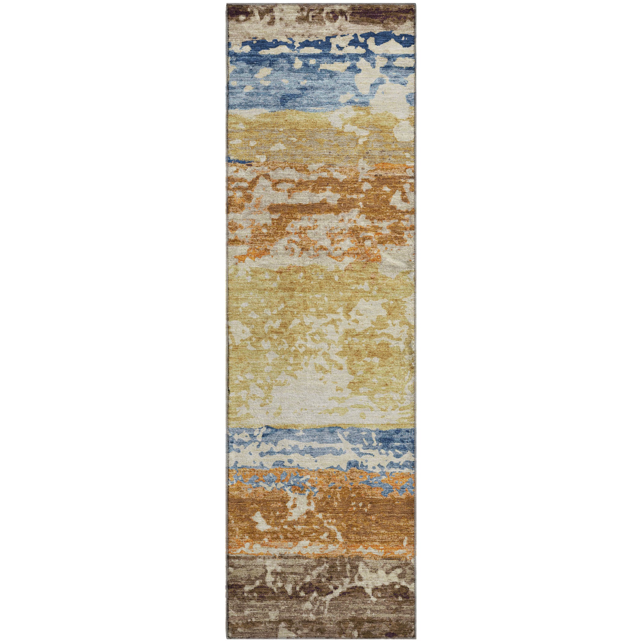 Oaxaca Machine Washable Transitional Gold Rug 2'3" x 7'6" #shape_Runner
