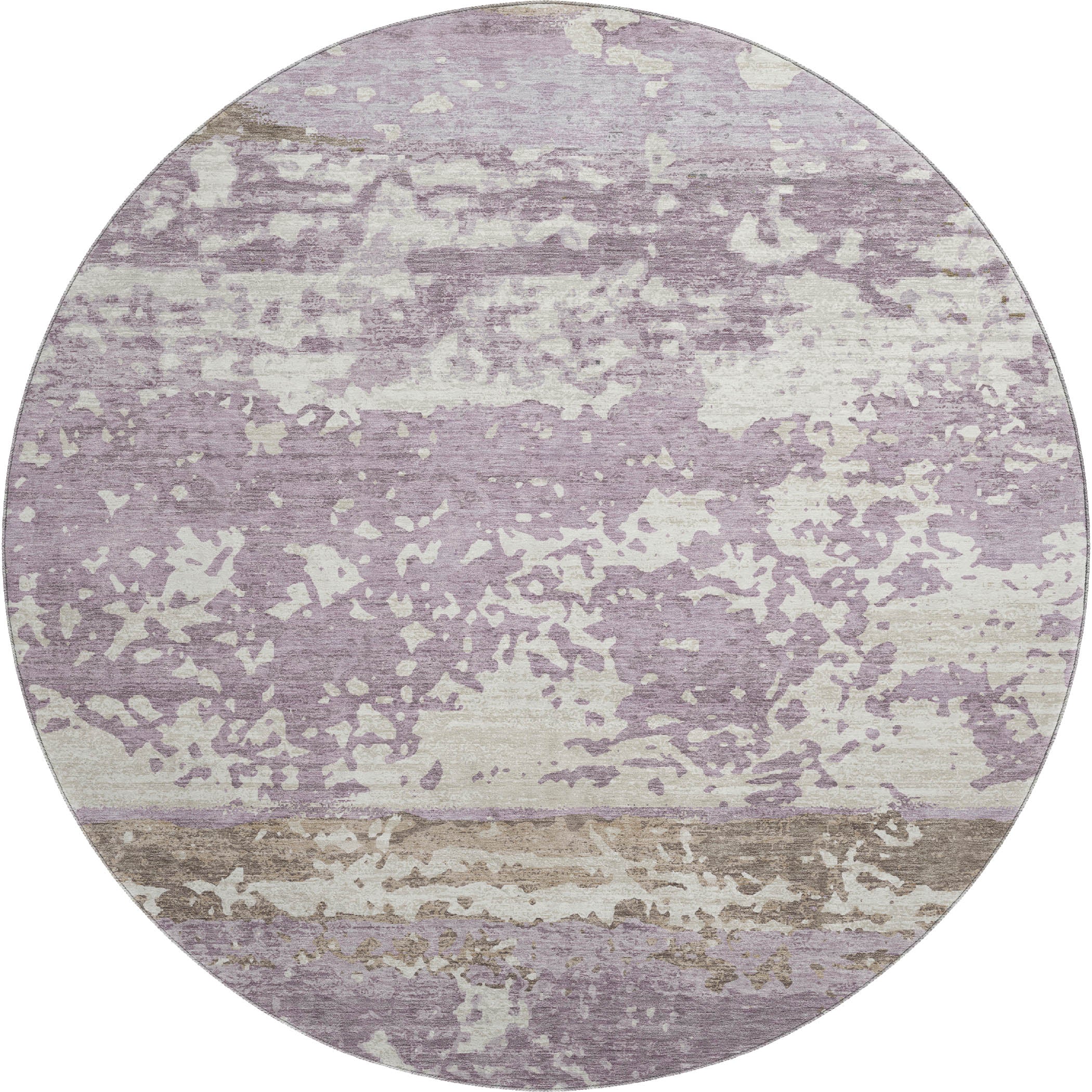 Oaxaca Machine Washable Transitional Lavender Purple Rug 8' x 8' #shape_Round
