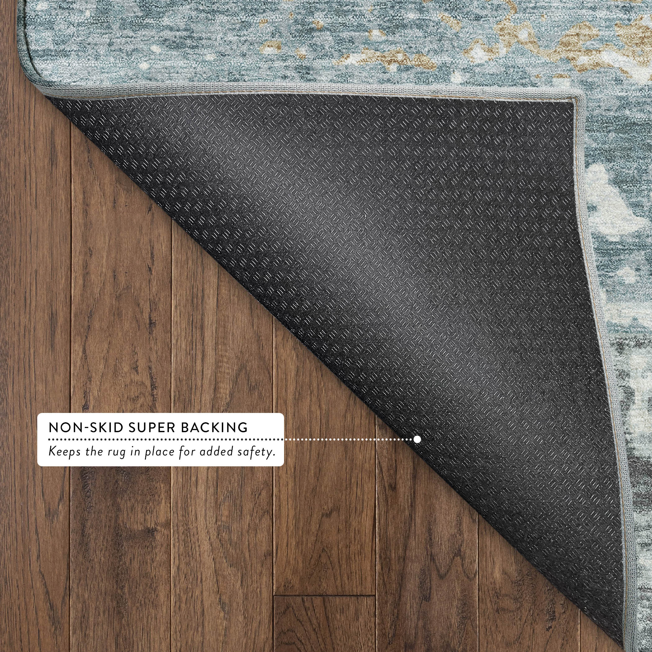 Oaxaca Machine Washable Transitional Teal Rug 1'8" x 2'6" #shape_Rectangle