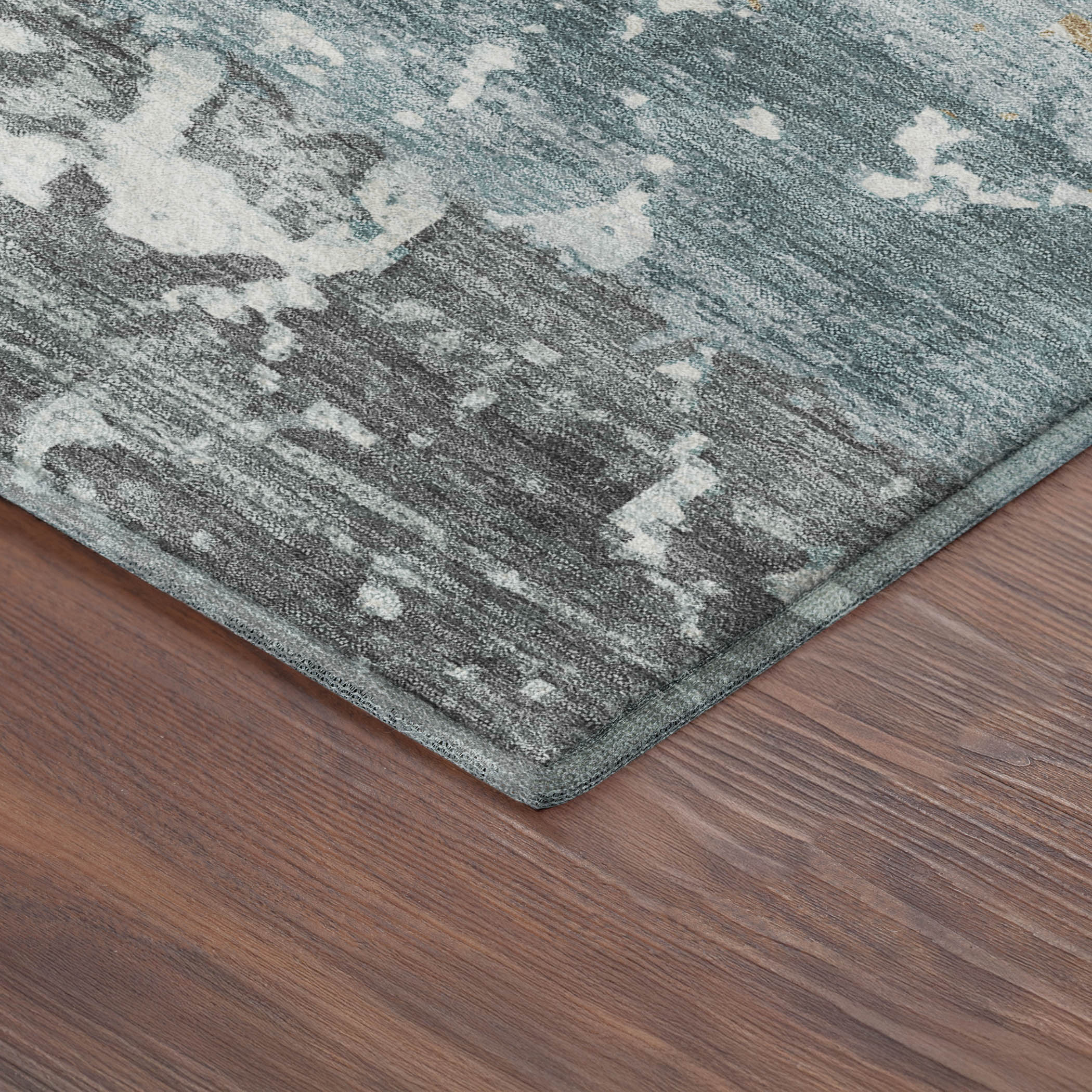 Oaxaca Machine Washable Transitional Teal Rug 1'8" x 2'6" #shape_Rectangle