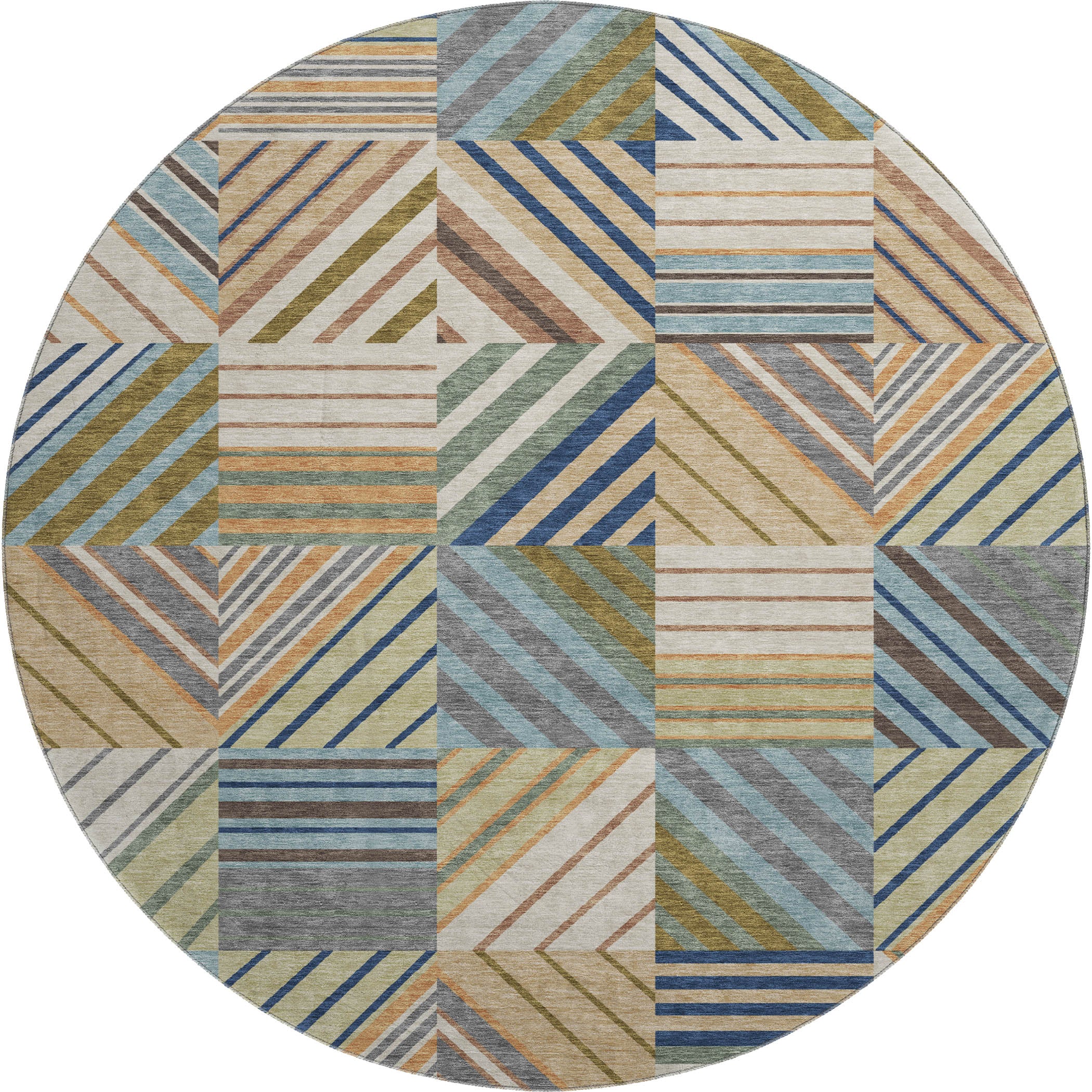 Reykjavik Machine Washable Transitional Beige Brown Rug 8' x 8' #shape_Round