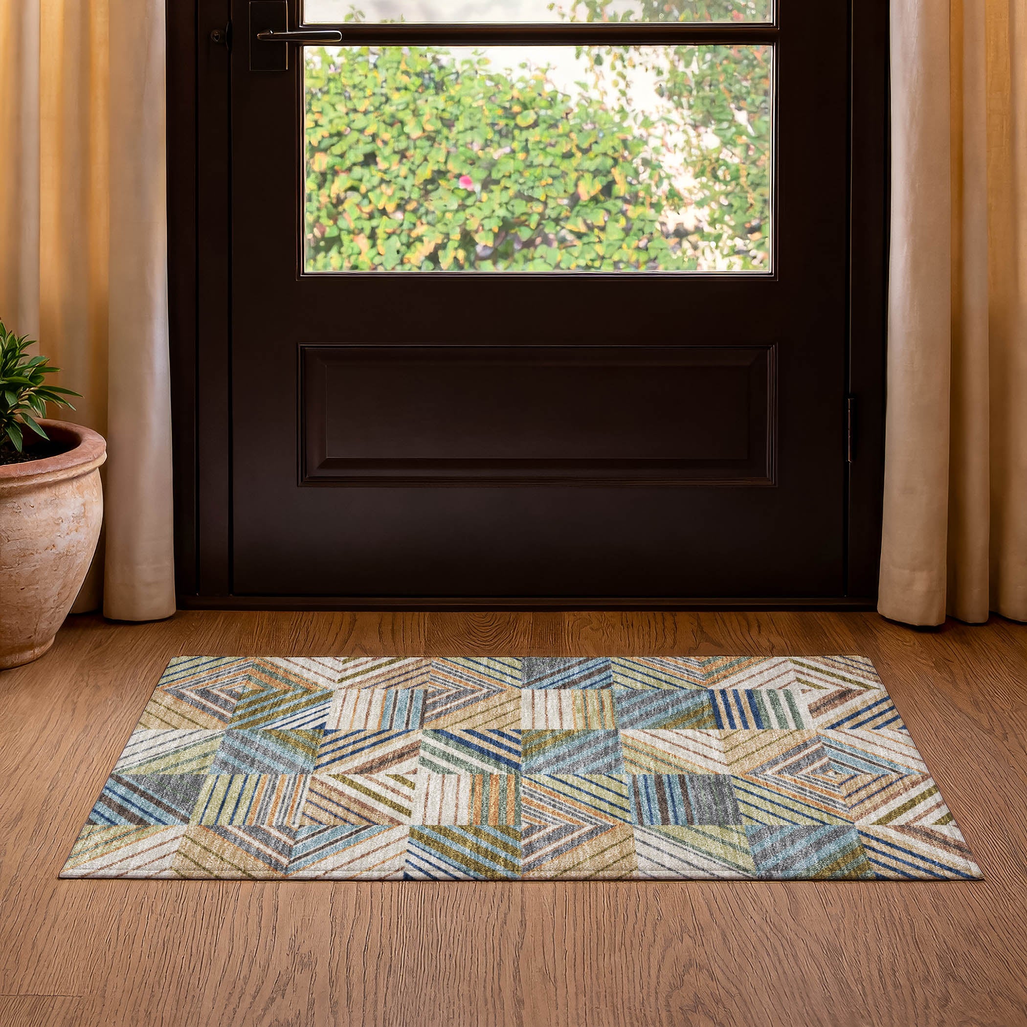 Reykjavik Machine Washable Transitional Beige Brown Rug 1'8" x 2'6" #shape_Rectangle