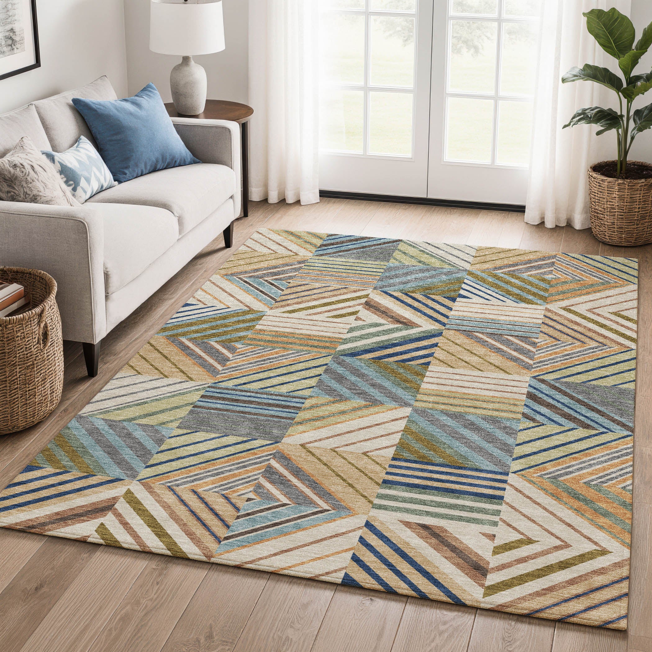 Reykjavik Machine Washable Transitional Beige Brown Rug 3' x 5' #shape_Rectangle