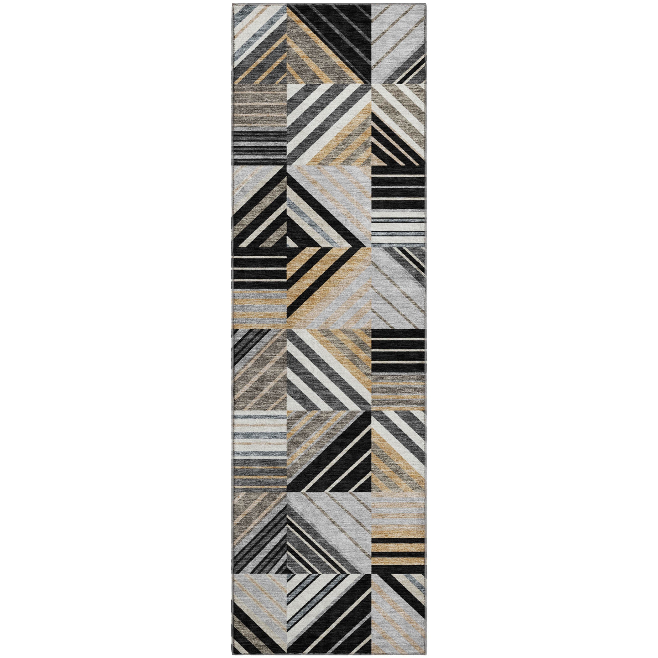 Reykjavik Machine Washable Transitional Black Rug 2'3" x 7'6" #shape_Runner