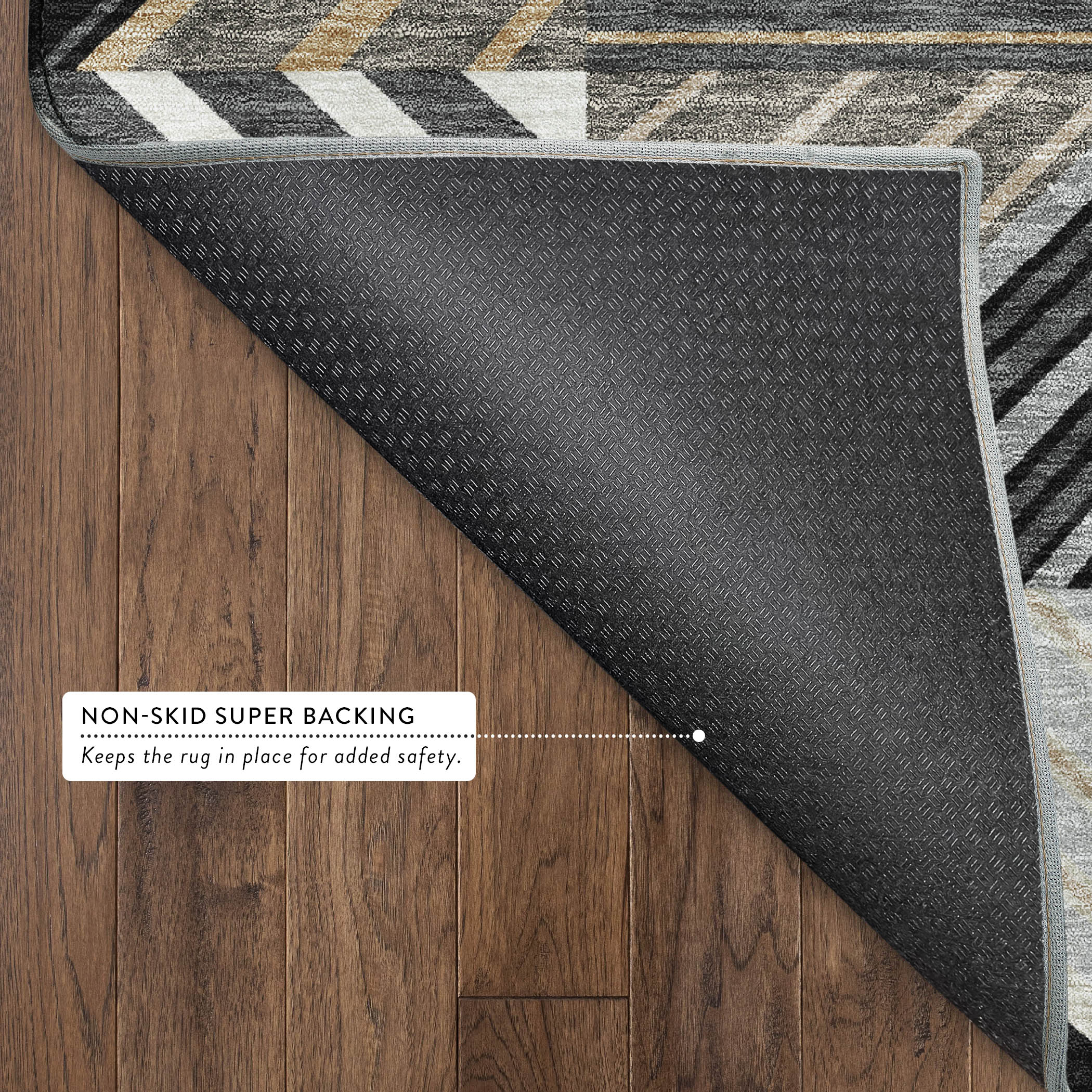 Reykjavik Machine Washable Transitional Black Rug 1'8" x 2'6" #shape_Rectangle
