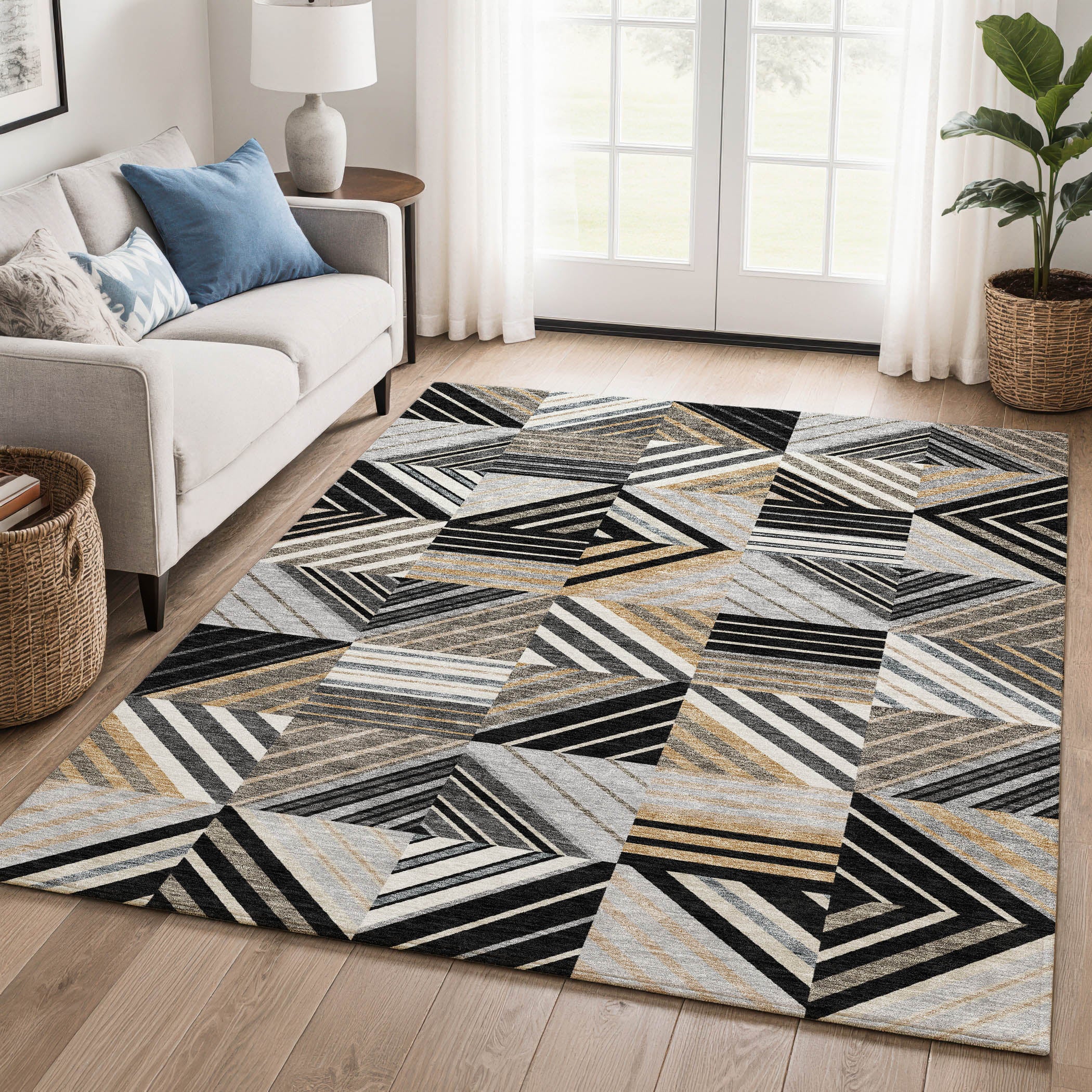 Reykjavik Machine Washable Transitional Black Rug 3' x 5' #shape_Rectangle