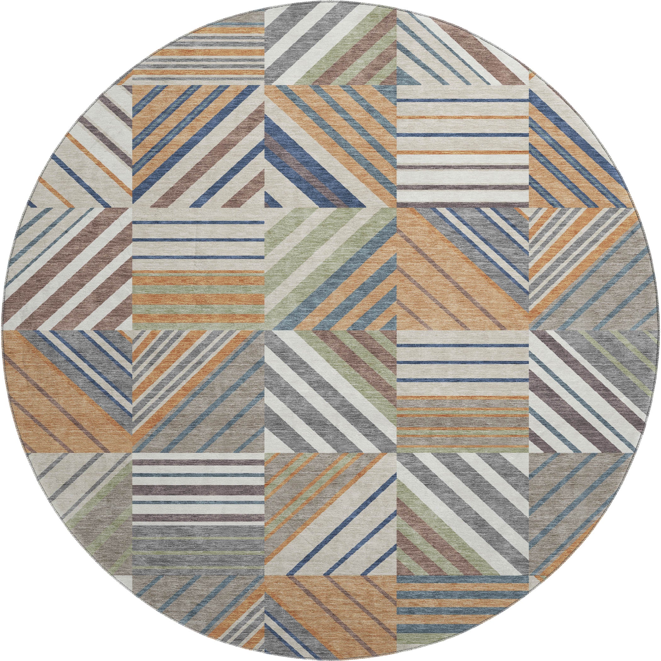Reykjavik Machine Washable Transitional Copper Orange Rug 8' x 8' #shape_Round