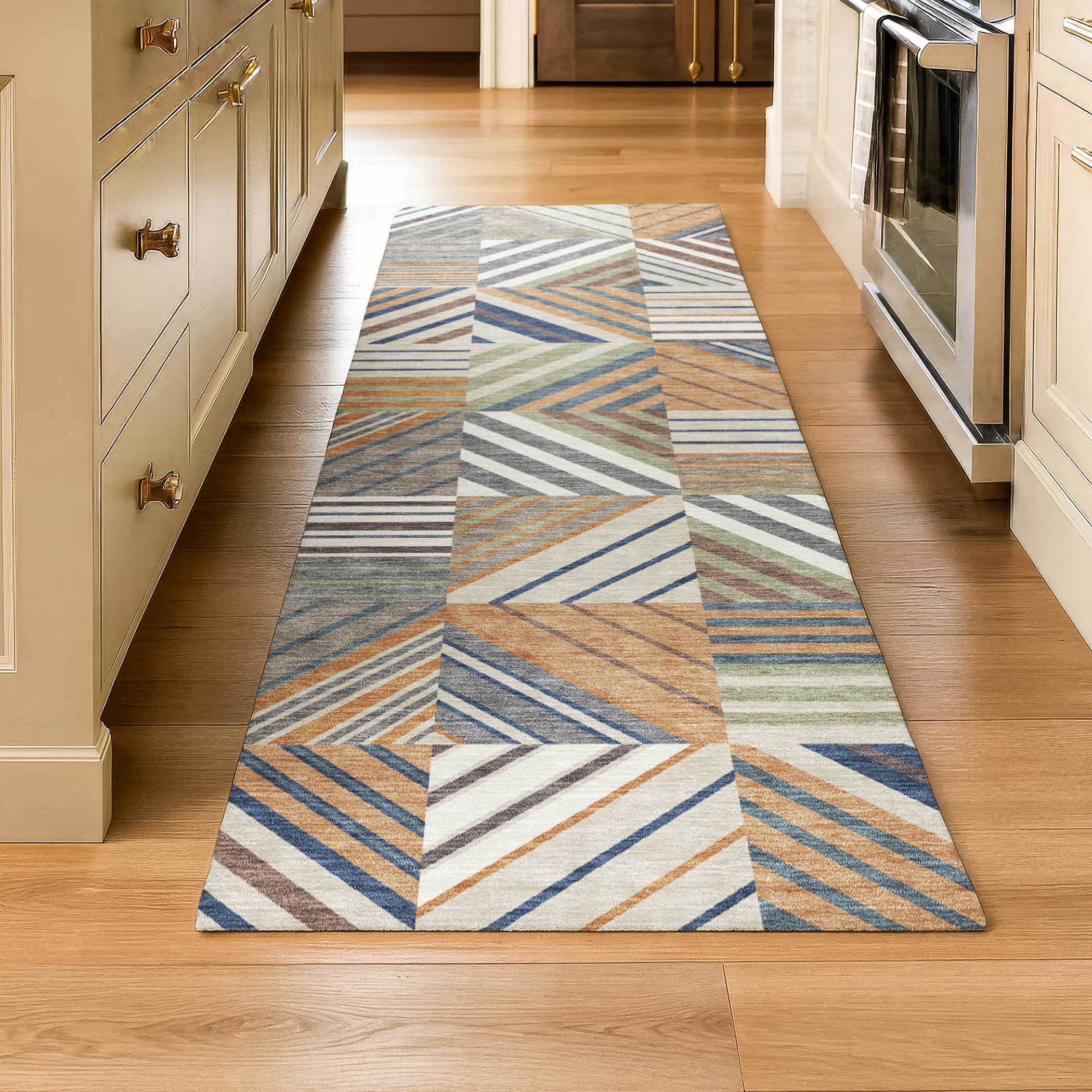 Reykjavik Machine Washable Transitional Copper Orange Rug 2'3" x 7'6" #shape_Runner