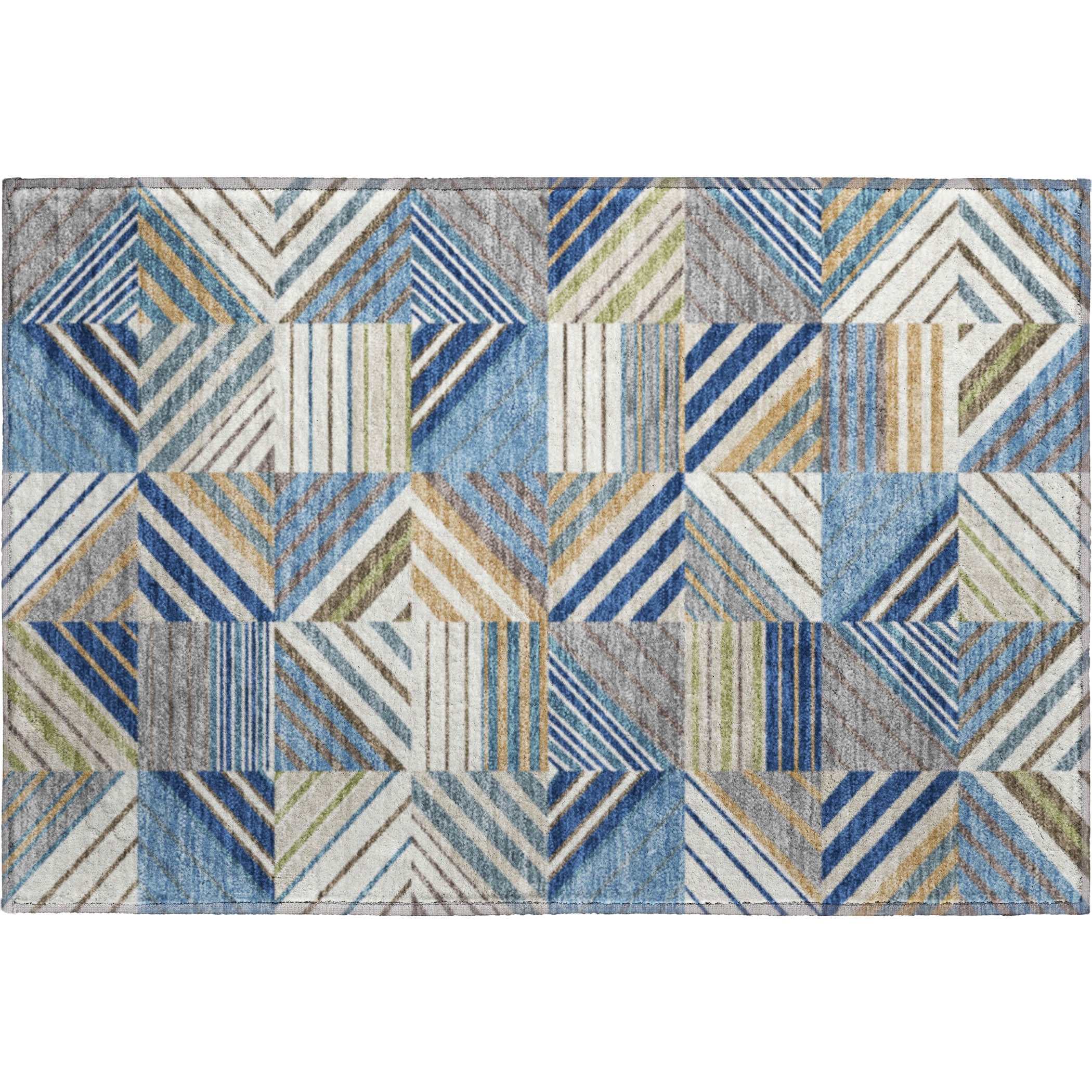 Reykjavik Machine Washable Transitional Denim Blue Rug 1'8" x 2'6" #shape_Rectangle