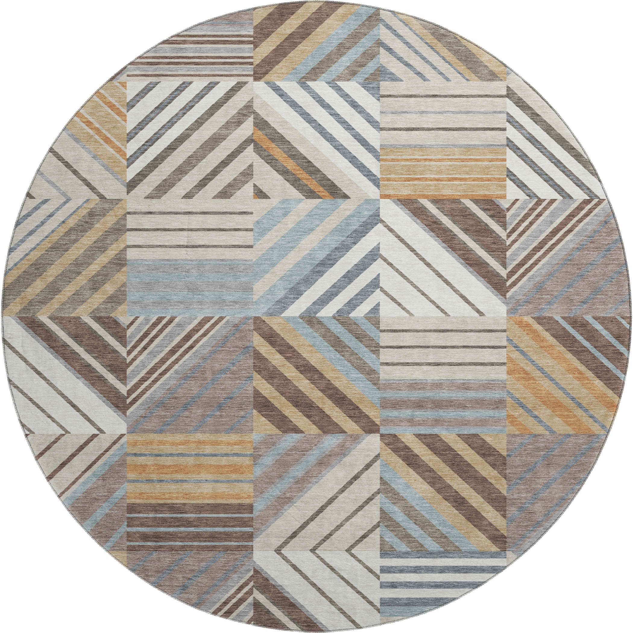 Reykjavik Machine Washable Transitional Taupe Brown Rug 8' x 8' #shape_Round