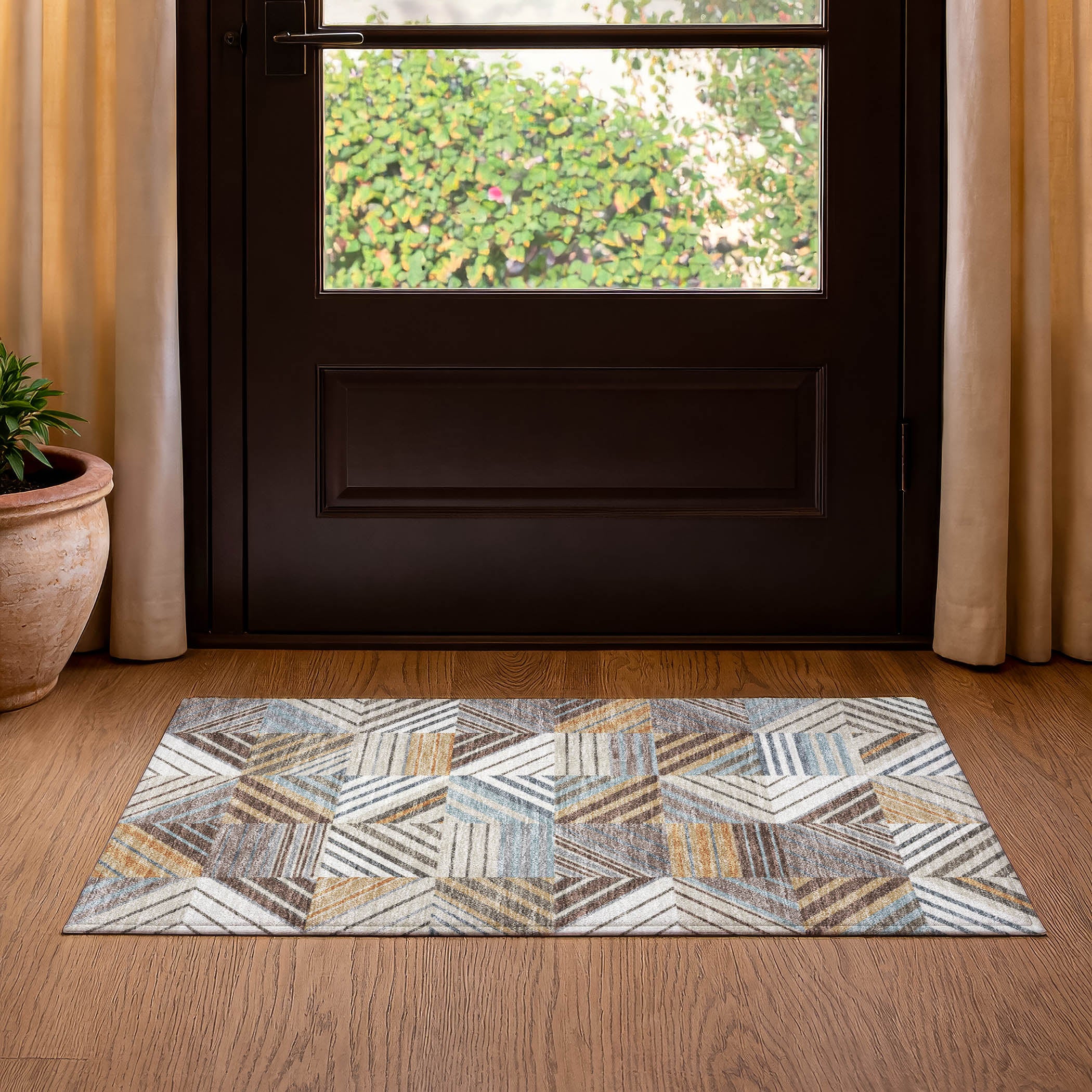 Reykjavik Machine Washable Transitional Taupe Brown Rug 1'8" x 2'6" #shape_Rectangle