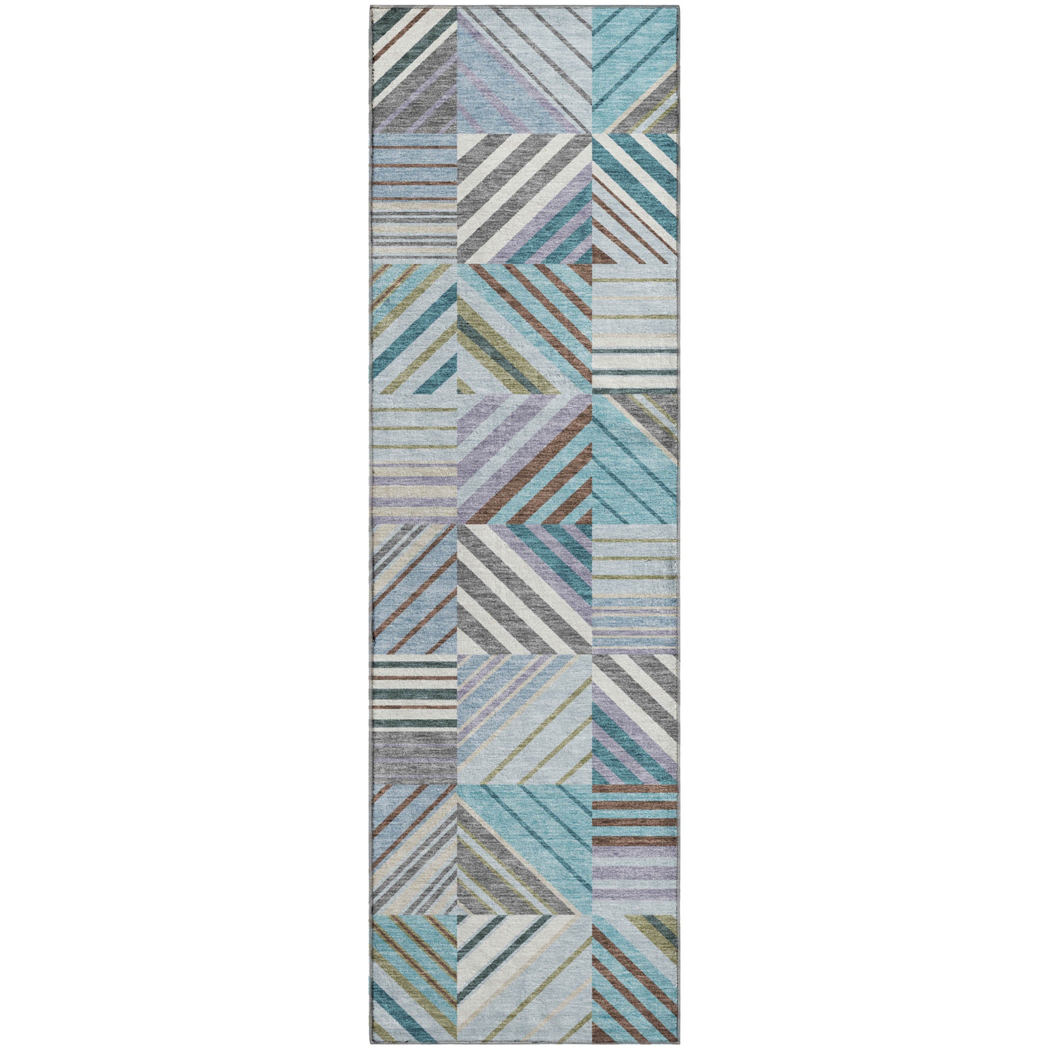 Reykjavik Machine Washable Transitional Teal Rug 2'3" x 7'6" #shape_Runner