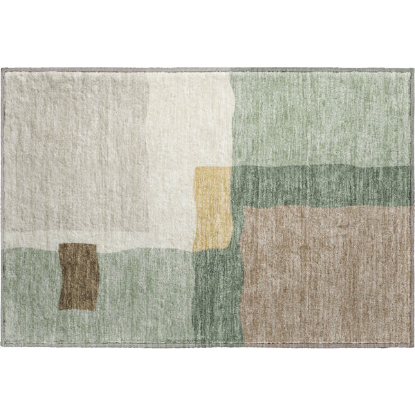 Vienna Machine Washable Transitional Basil Green Rug 1'8" x 2'6"