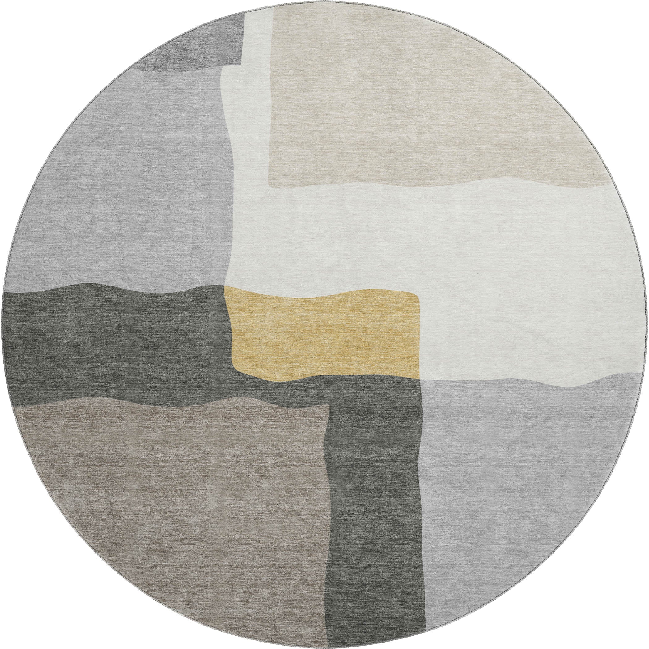 Vienna Machine Washable Transitional Gray Rug 8' x 8' #shape_Round